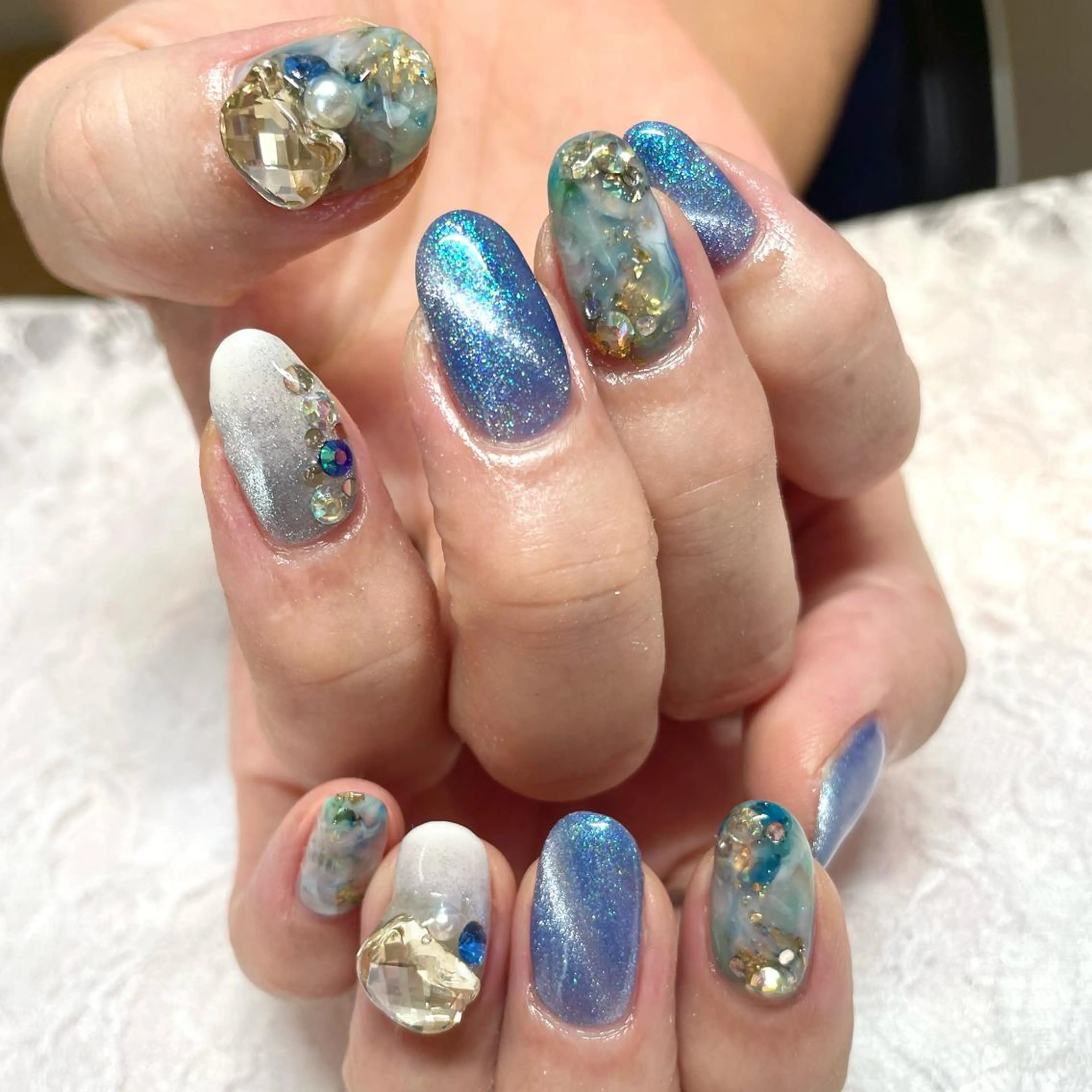 ネイル 持ち込み ストーンネイル ハンドネイル Nail ヌシん家 AKANEのネイルデザイン