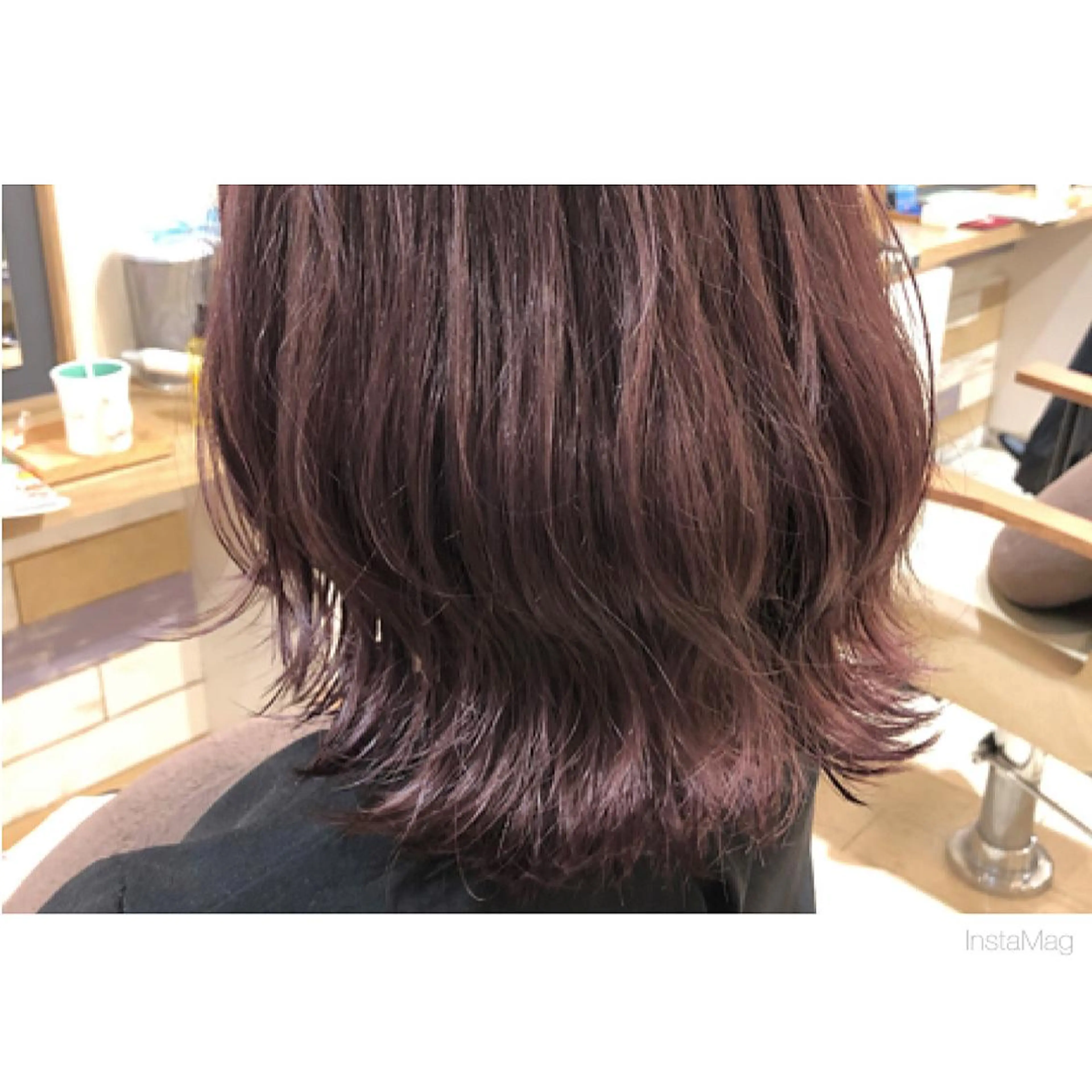 ミディアム カラー 透明感カラー レッドカラー カット ヘアカラー 岩間 香純のヘアスタイル