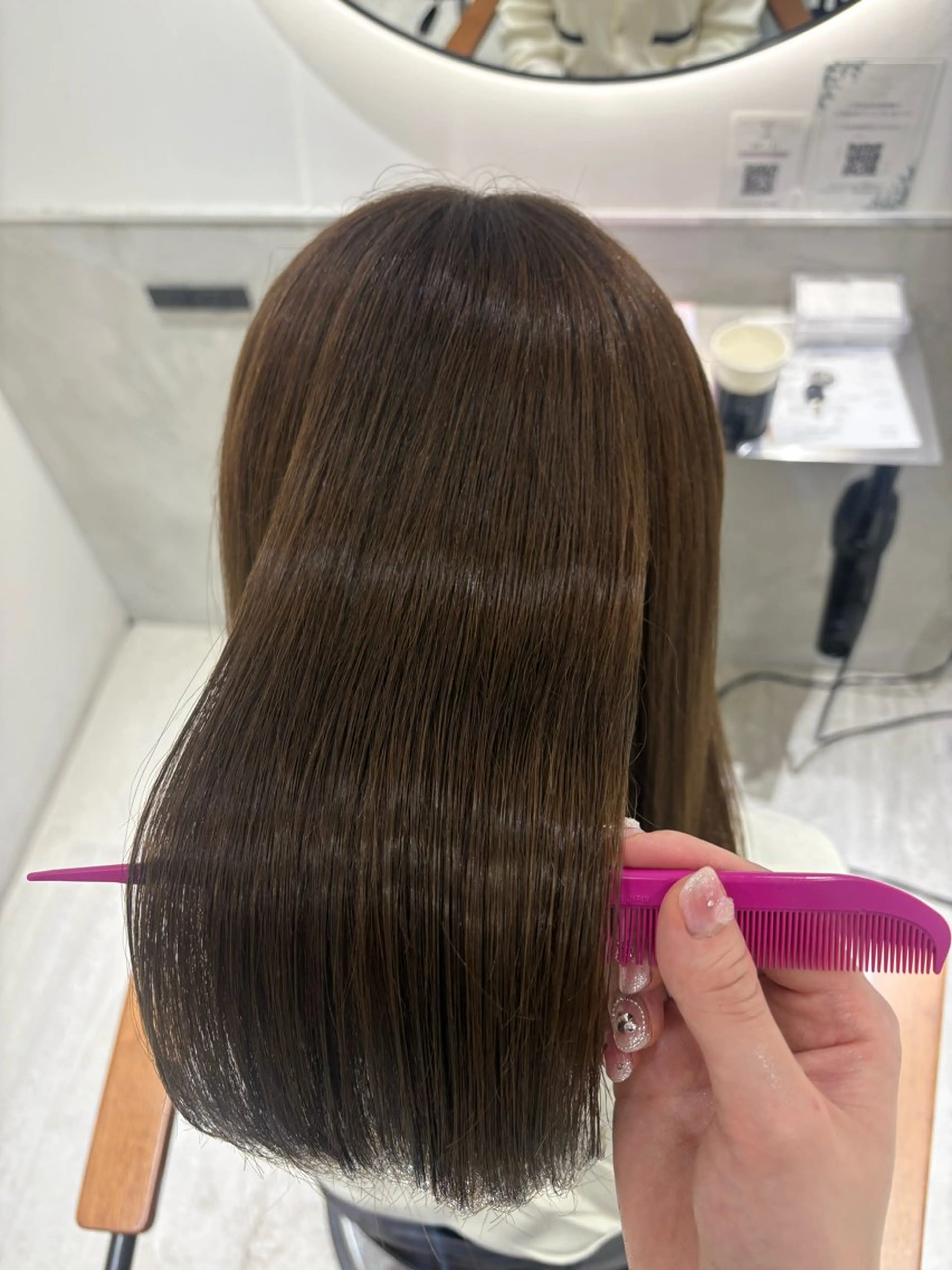 ミディアム カット ヘアカラー トリートメント 髪質改善/レイヤー× 縮毛矯正🤍maiのヘアスタイル