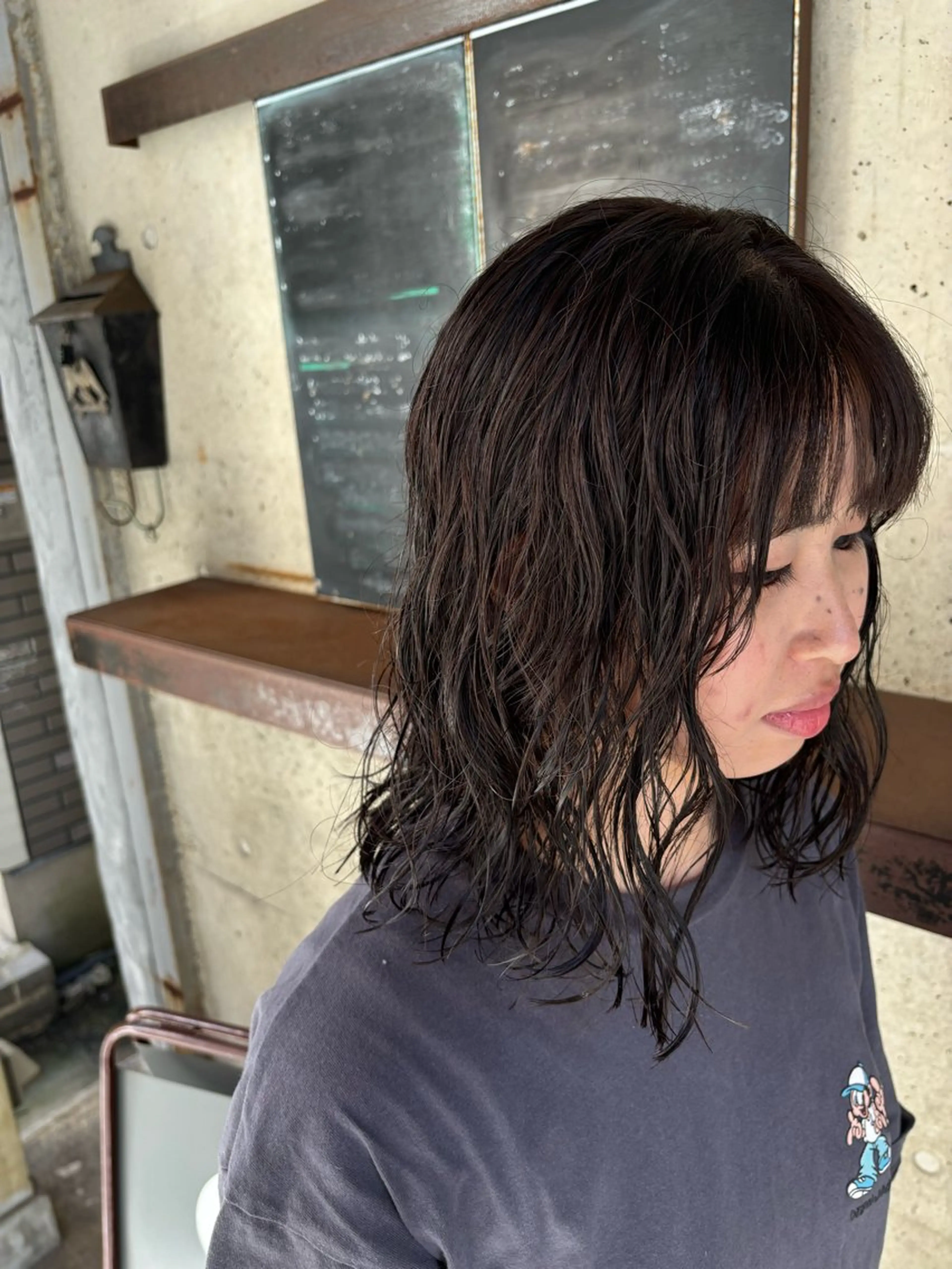 ミディアム カラー 水原波津輝/ボブ /ニュアンスパーマのヘアスタイル