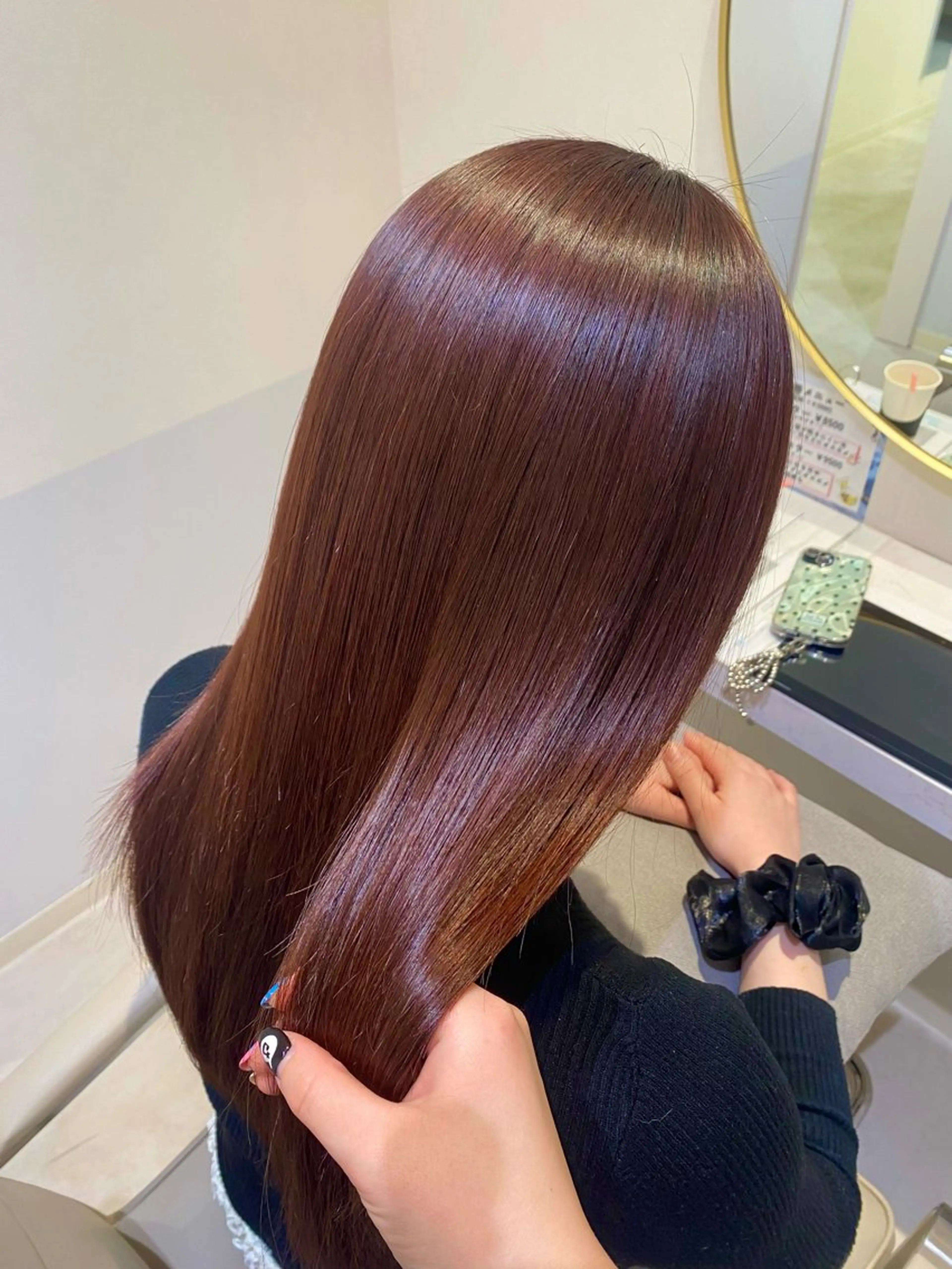 ロング カラー ブラウンカラー オレンジ オレンジブラウン 縮毛矯正 韓国ヘア・カラー 🩵SHIZUKUのヘアスタイル