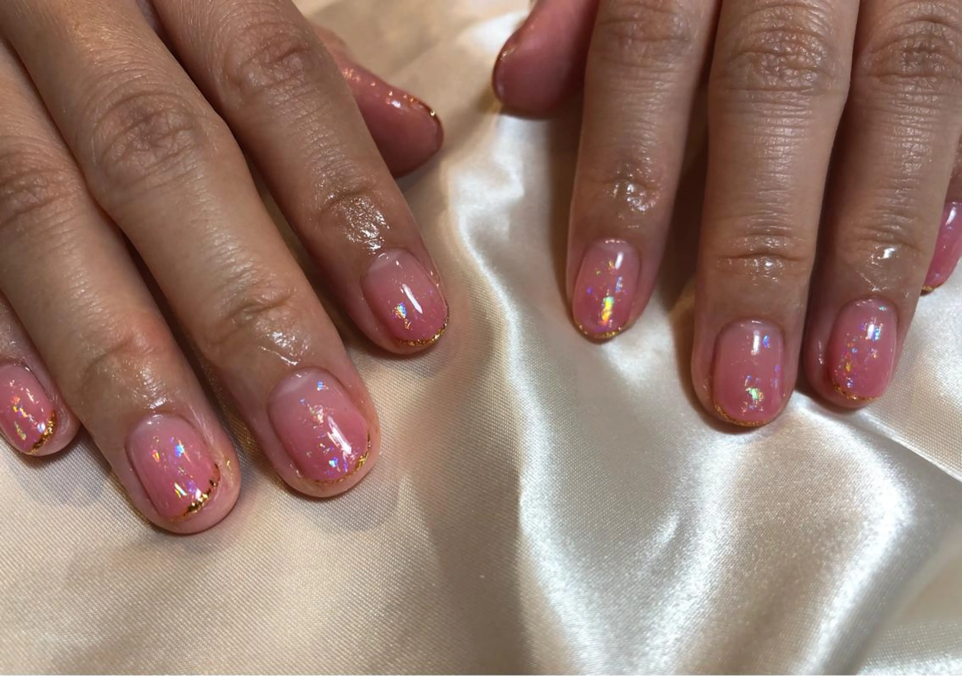 ネイル キラキラネイル ピンク ハンドネイル パラあり！フィルイン 美フォルムのネイルデザイン