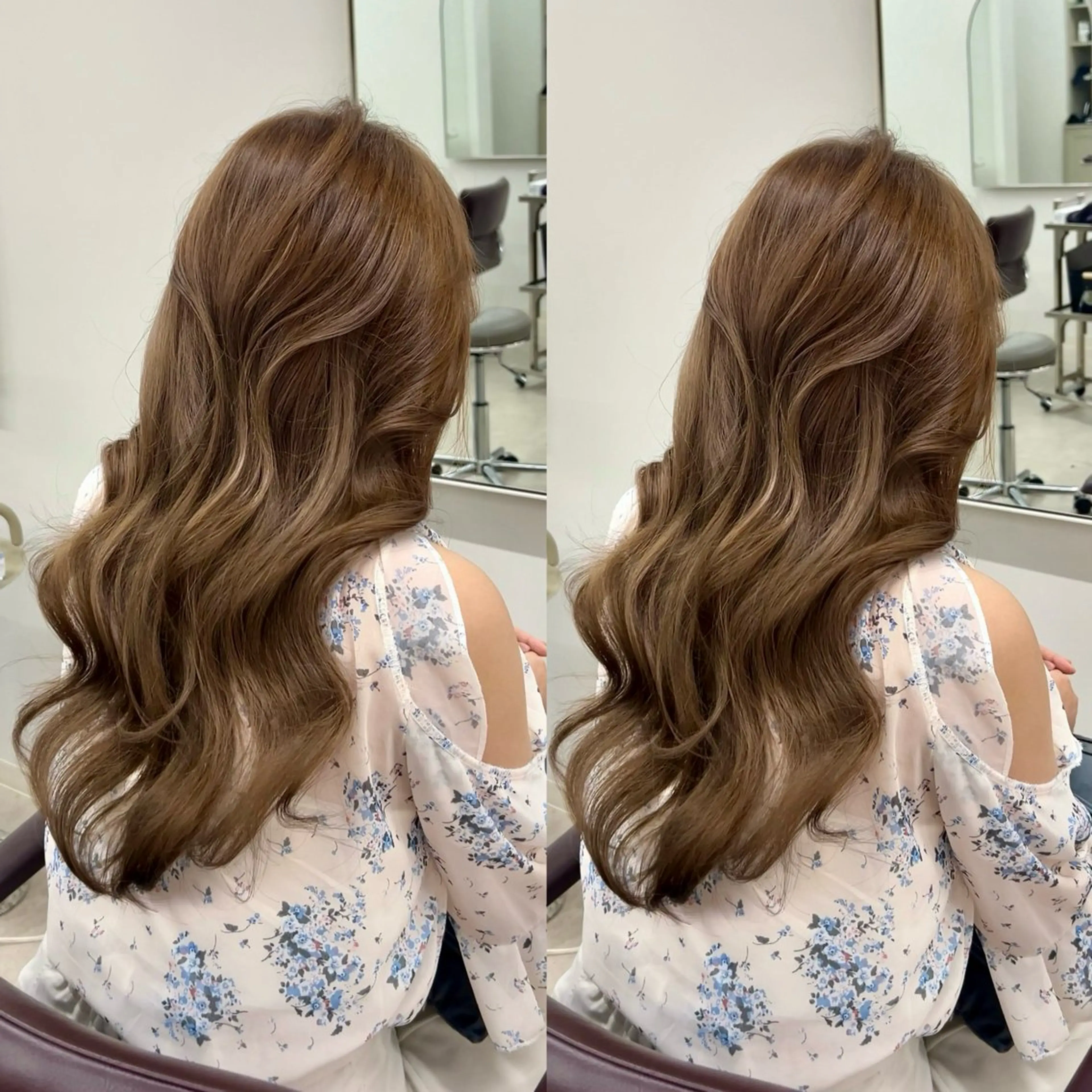セミロング カラー パーマ キッズ 透明感カラー カット ヘアカラー トリートメント ヘッドスパ ヘアセット 盛れる艶カラー× レイヤーカット/咲来のヘアスタイル
