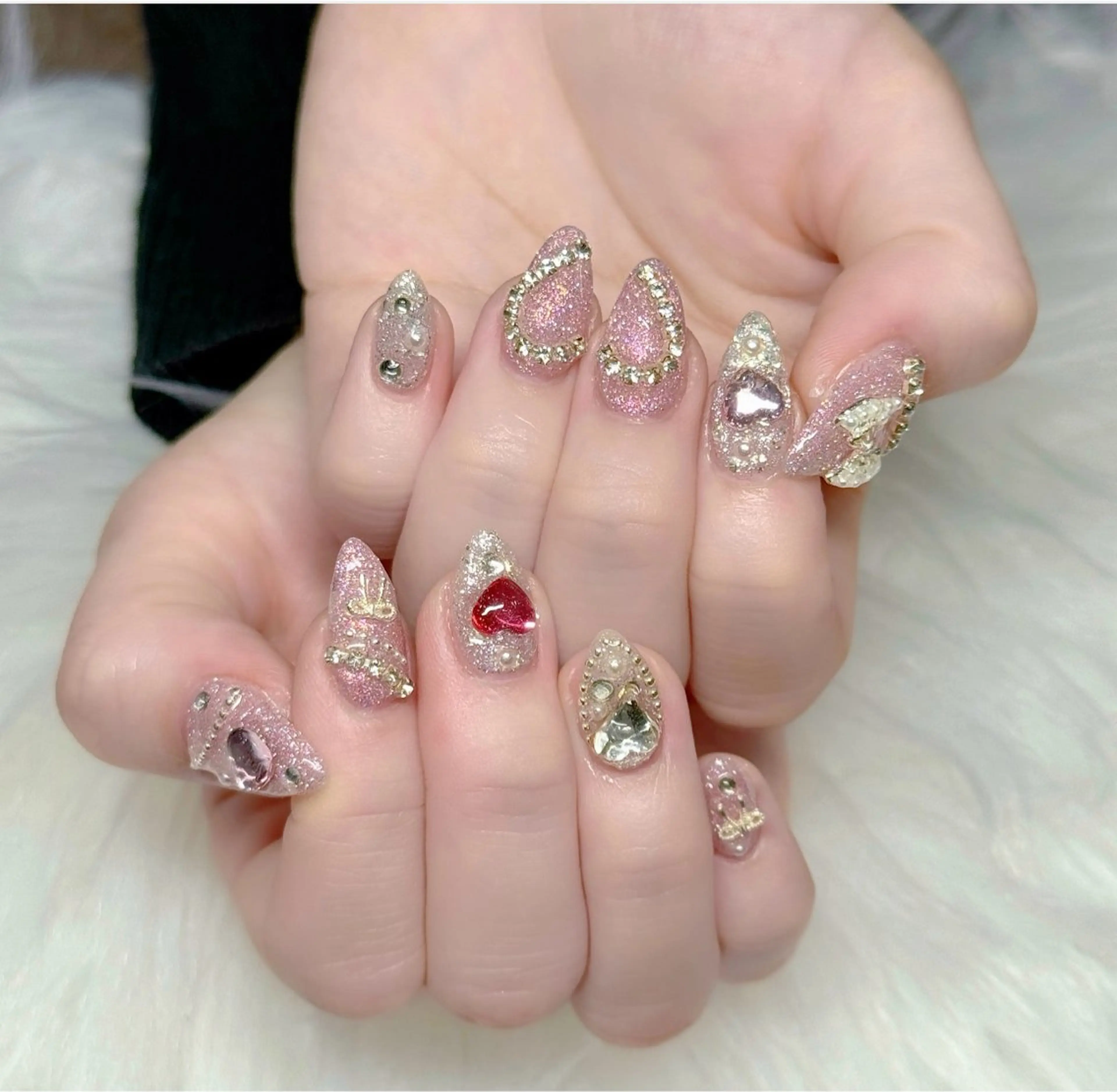 ネイル 長さ出し フレンチネイル 韓国ネイル レース マグネットネイル ハンドネイル 波 なみのネイルデザイン