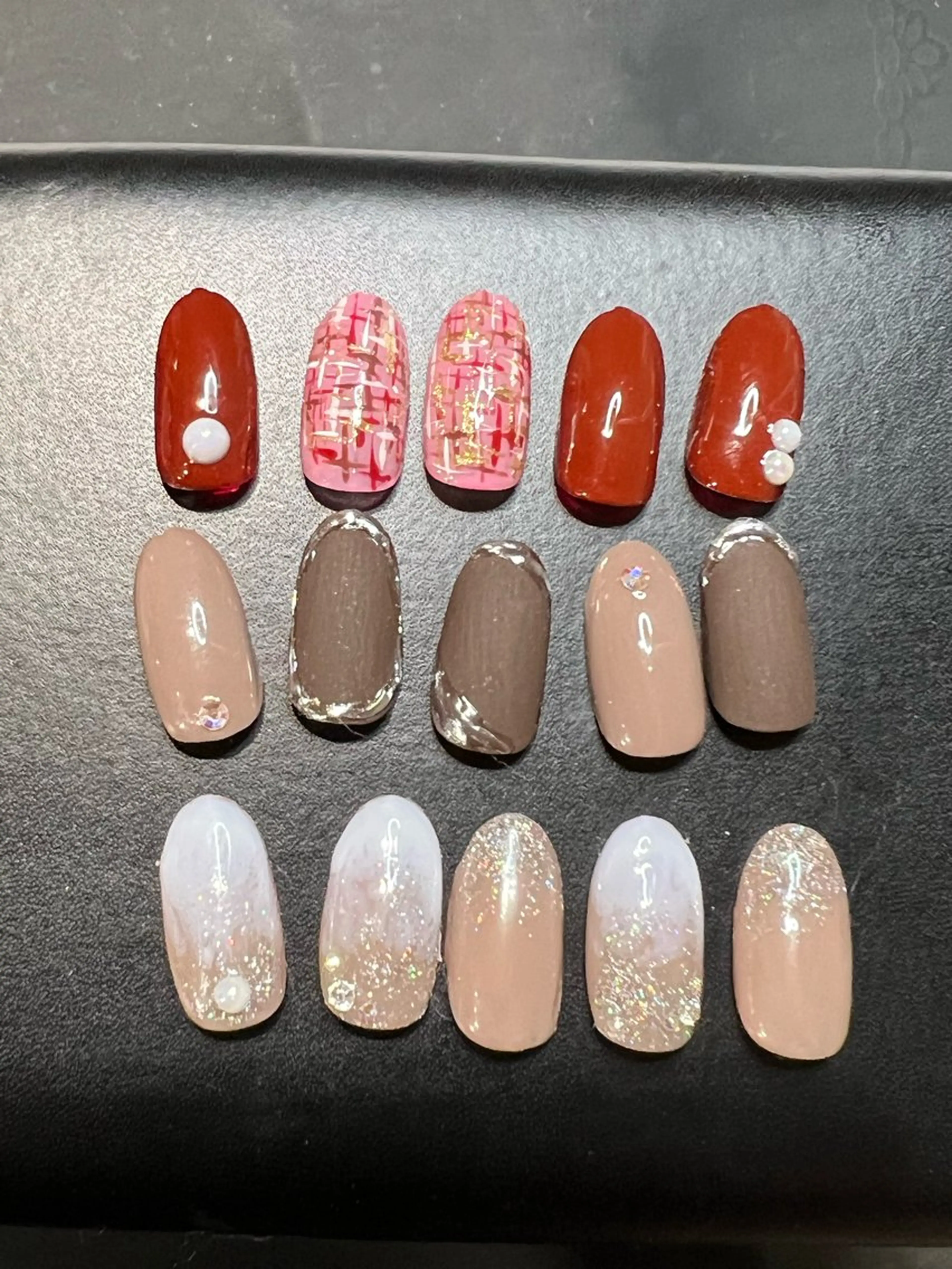 ネイル ボルドー ブラウン グラデーション ラメ(グリッター) ラメグラデーション ミユ Miyuのネイルデザイン