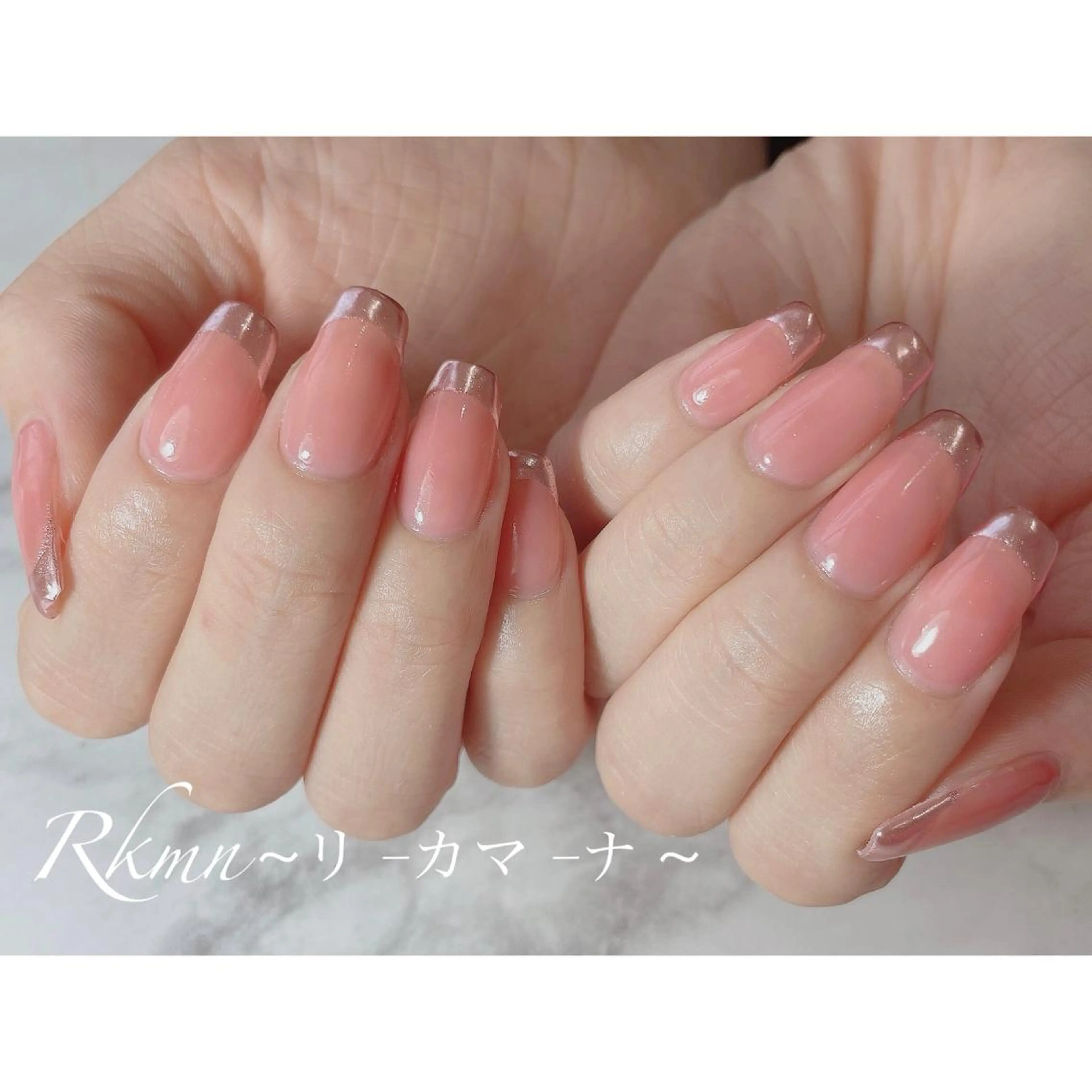ネイル アートネイル フレンチネイル ミラーネイル ピンク シンプルネイル ハンドネイル フットネイル ハンドケア Rkmn ~リ-カマ-ナ~のネイルデザイン