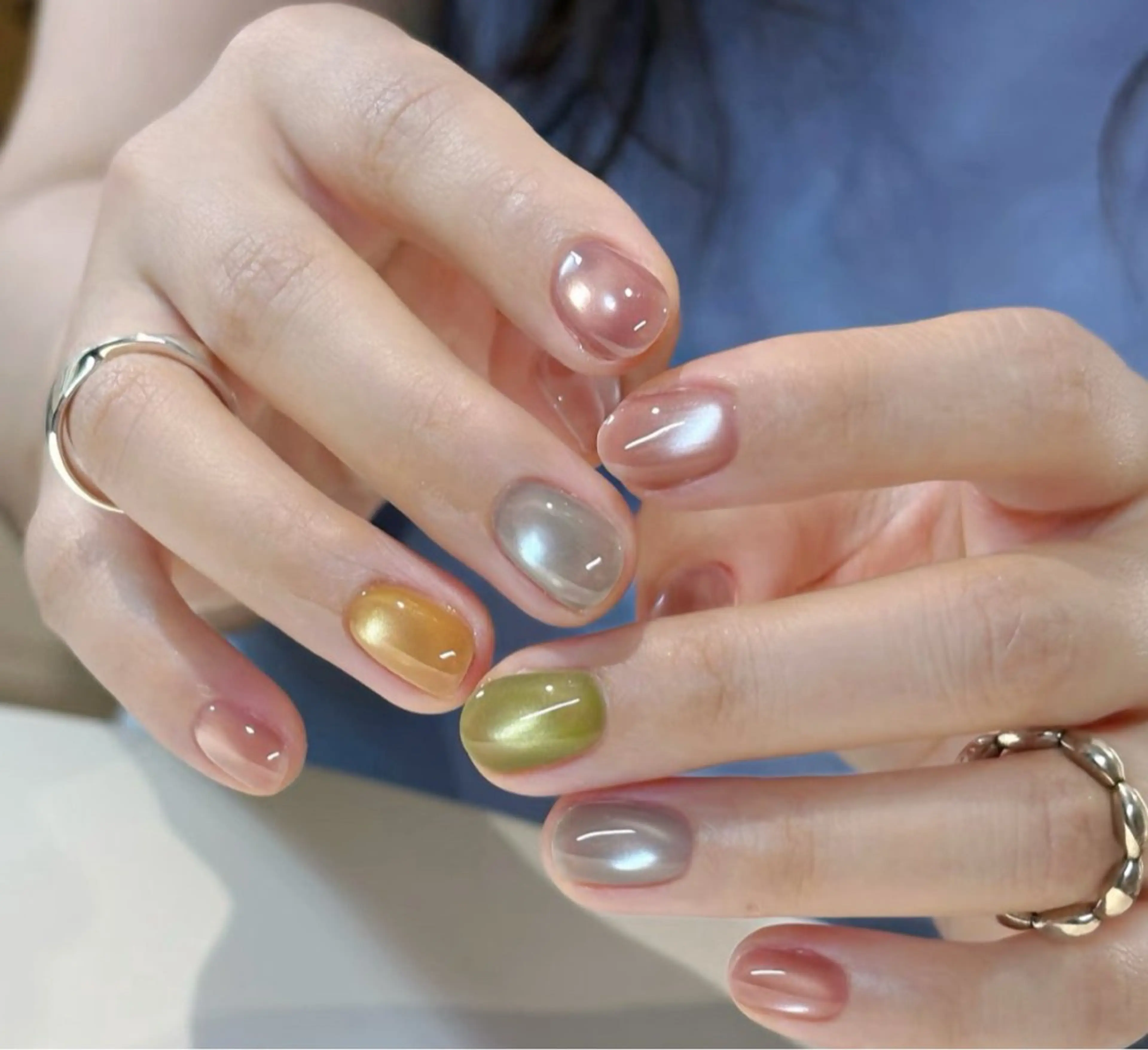 ネイル アートネイル オーロラネイル チークネイル フレンチネイル ガラスフレンチ 🎀🎀YooLi Nail Salonのネイルデザイン
