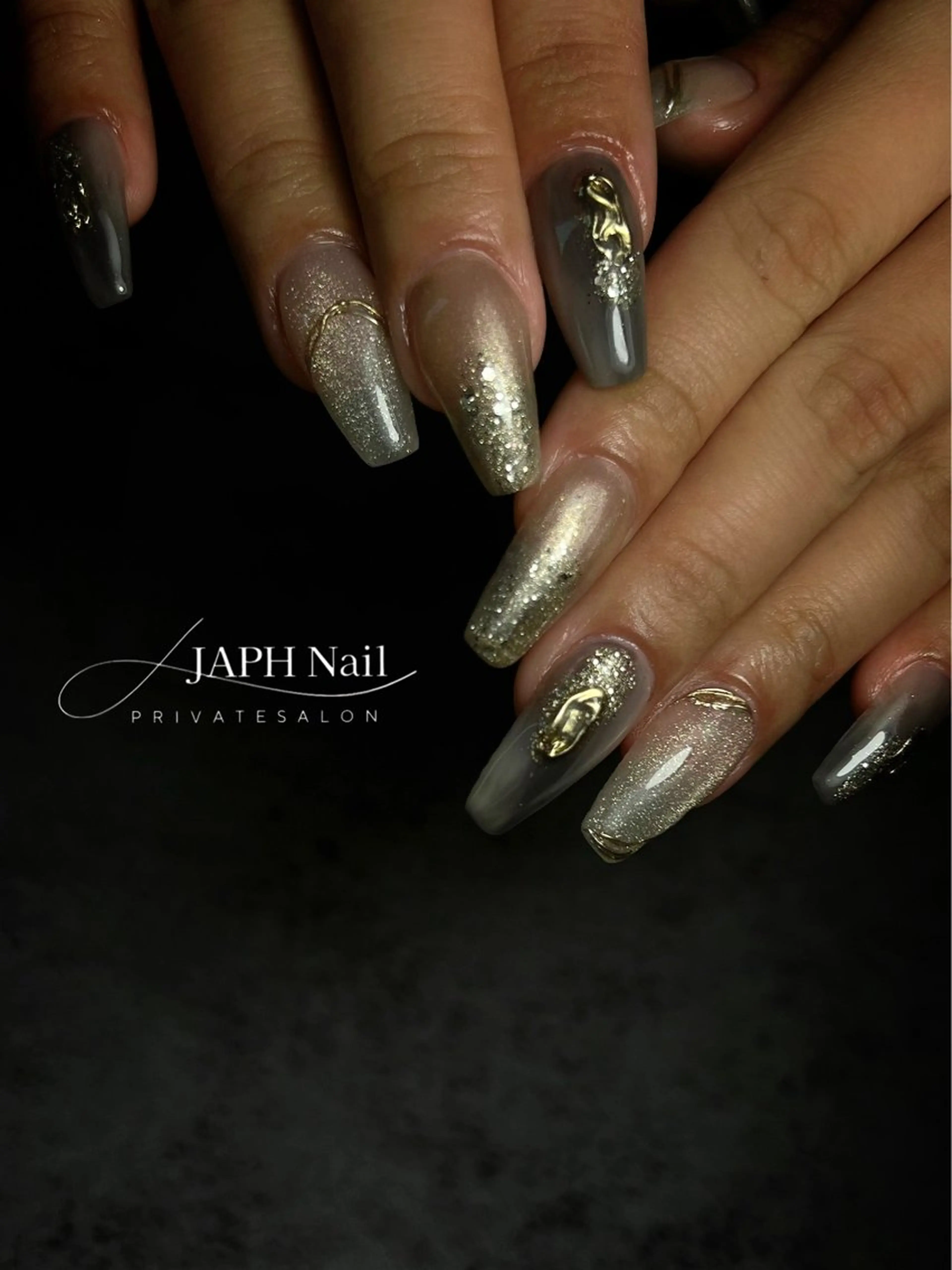 ネイル フラッシュネイル フレンチネイル ロングネイル マグネットネイル 持ち込み NailSalon /JAPHのネイルデザイン