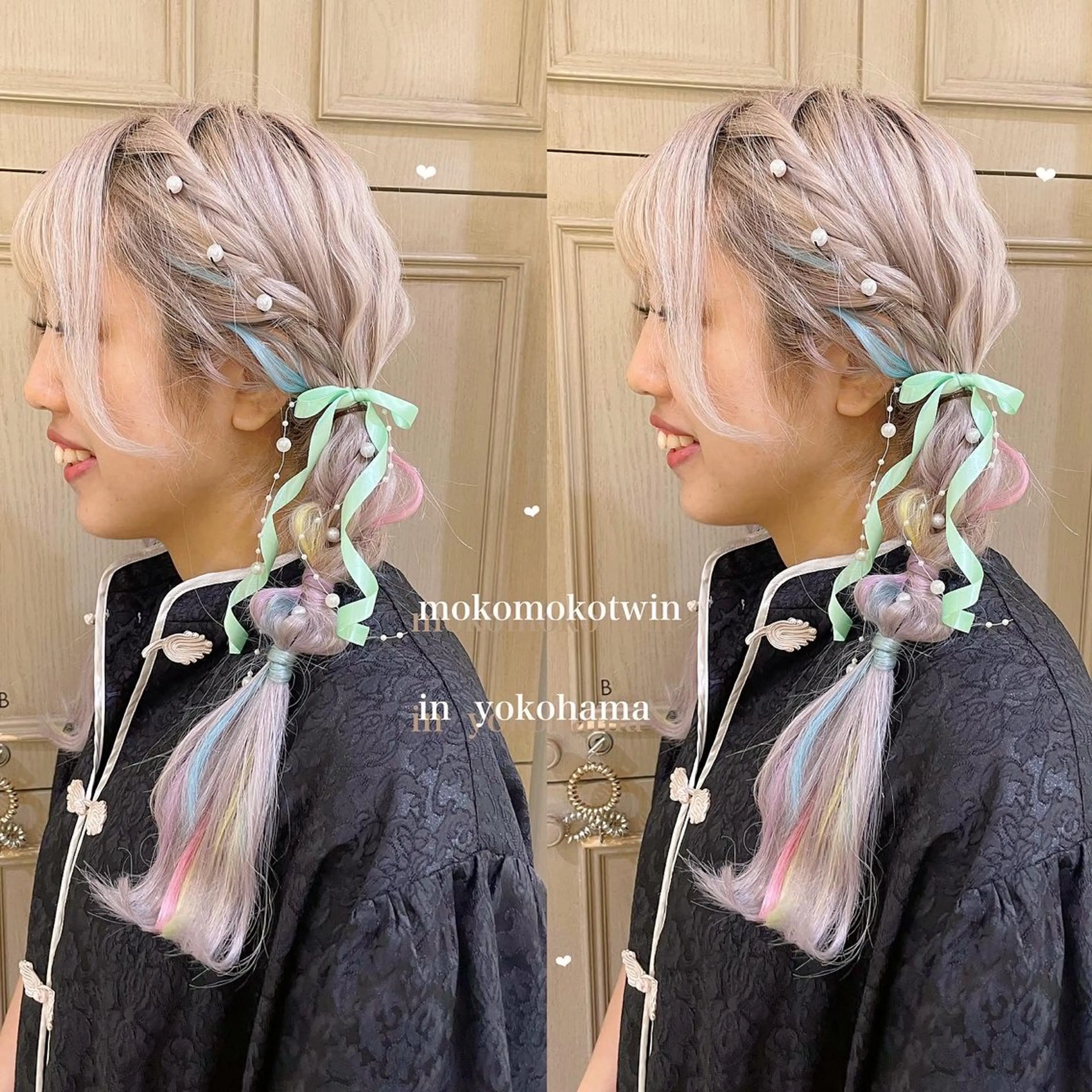 セミロング ヘアアレンジ ツインテール シールエクステ エクステ エクステ/ハイトーン 🐏☁️miminaのヘアスタイル