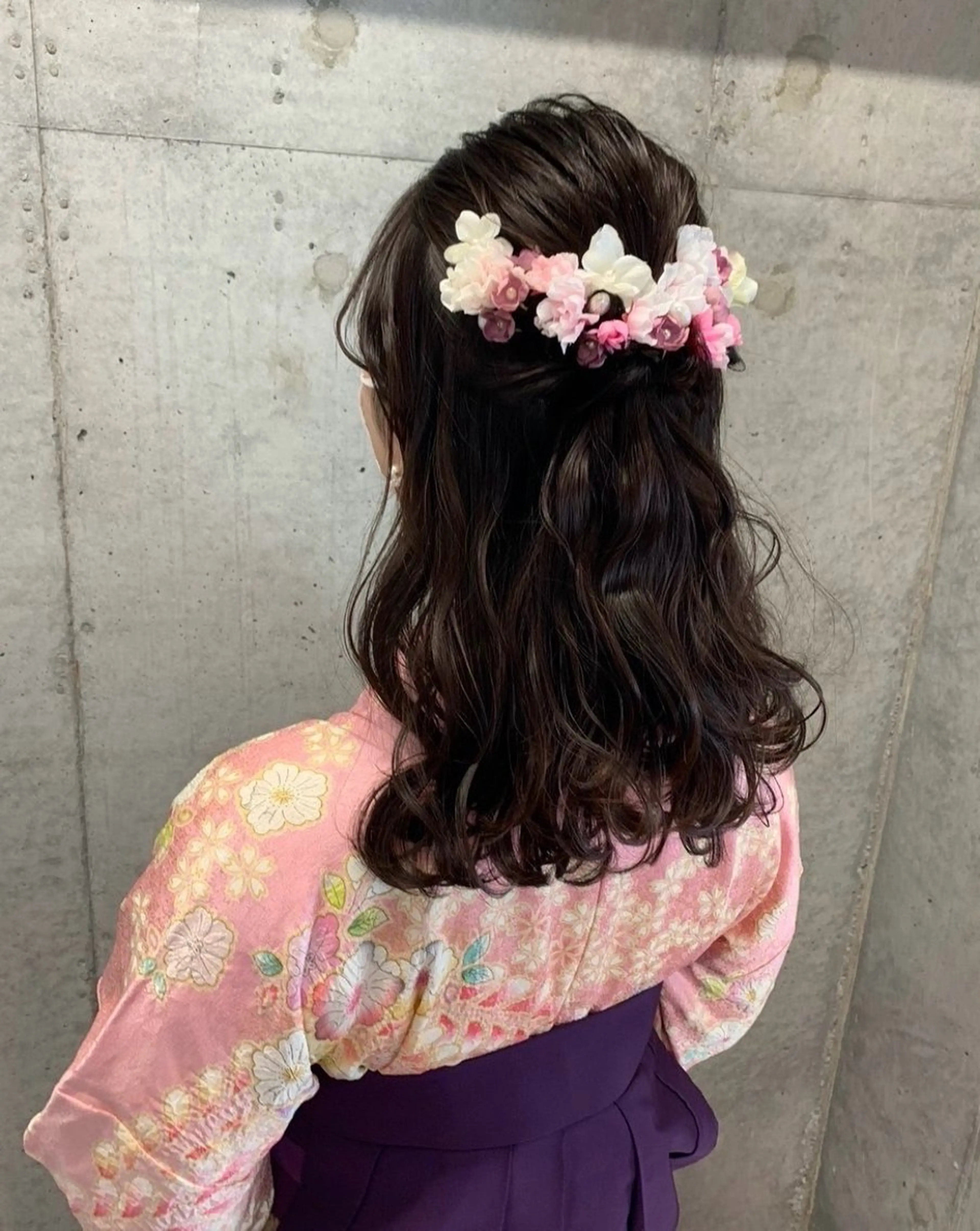 セミロング ヘアセット 艶暖色カラー🍒 縮毛矯正ほののヘアスタイル