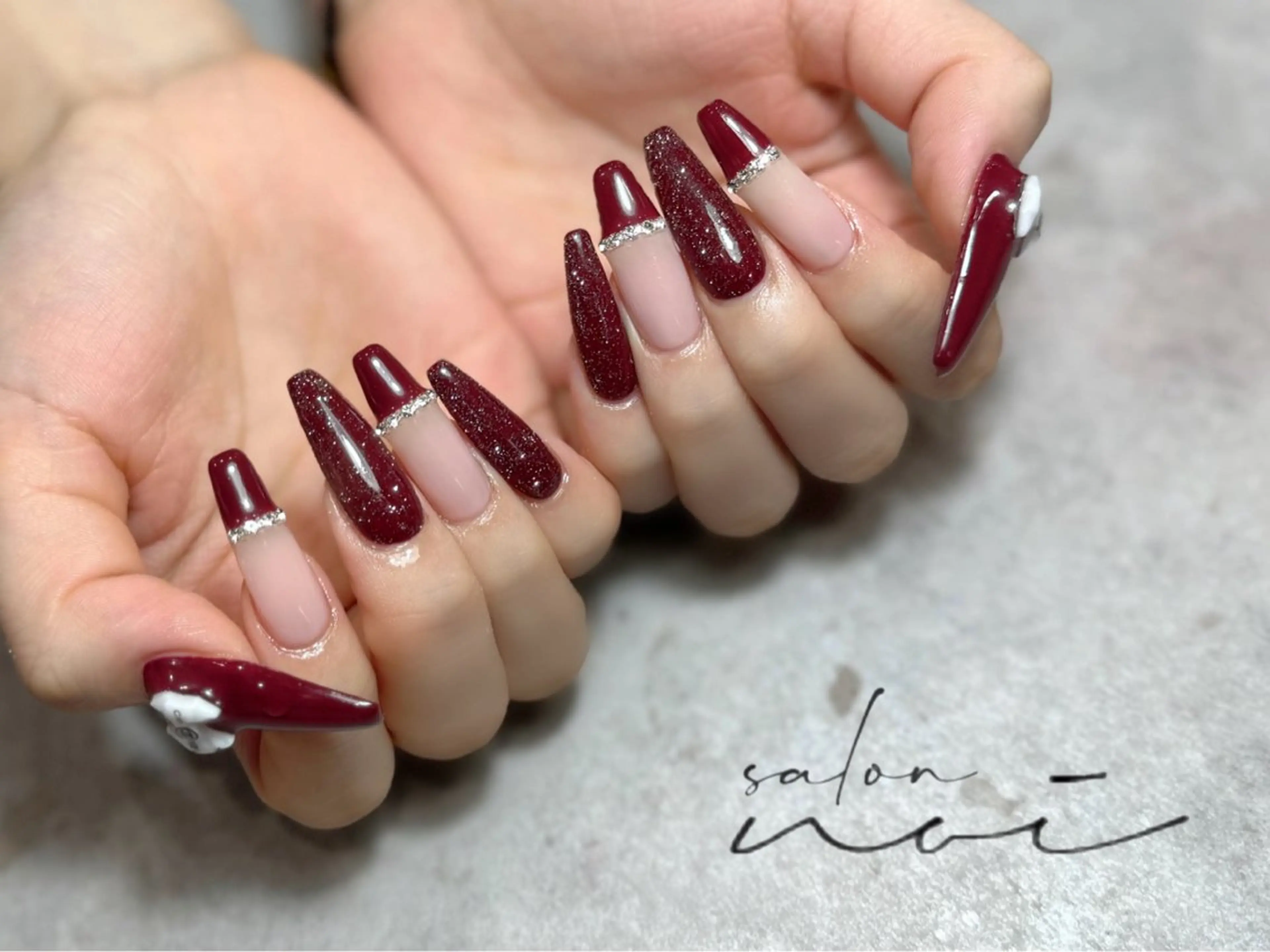 ネイル ボルドー ハンドネイル salon noiのネイルデザイン