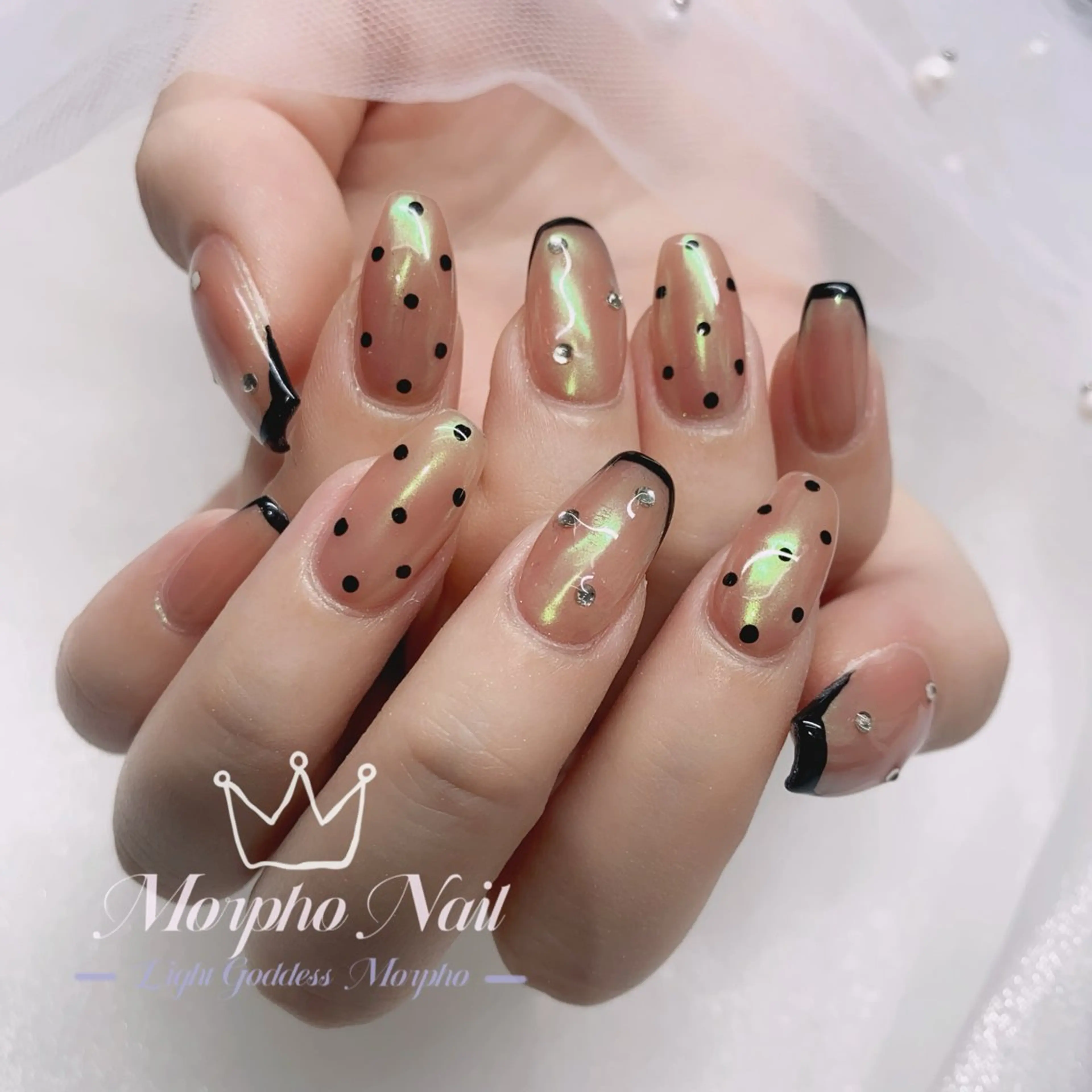 ネイル 長さ出し ジェルネイル キラキラネイル 大理石ネイル(マーブル) ニュアンスネイル Morpho nailのネイルデザイン