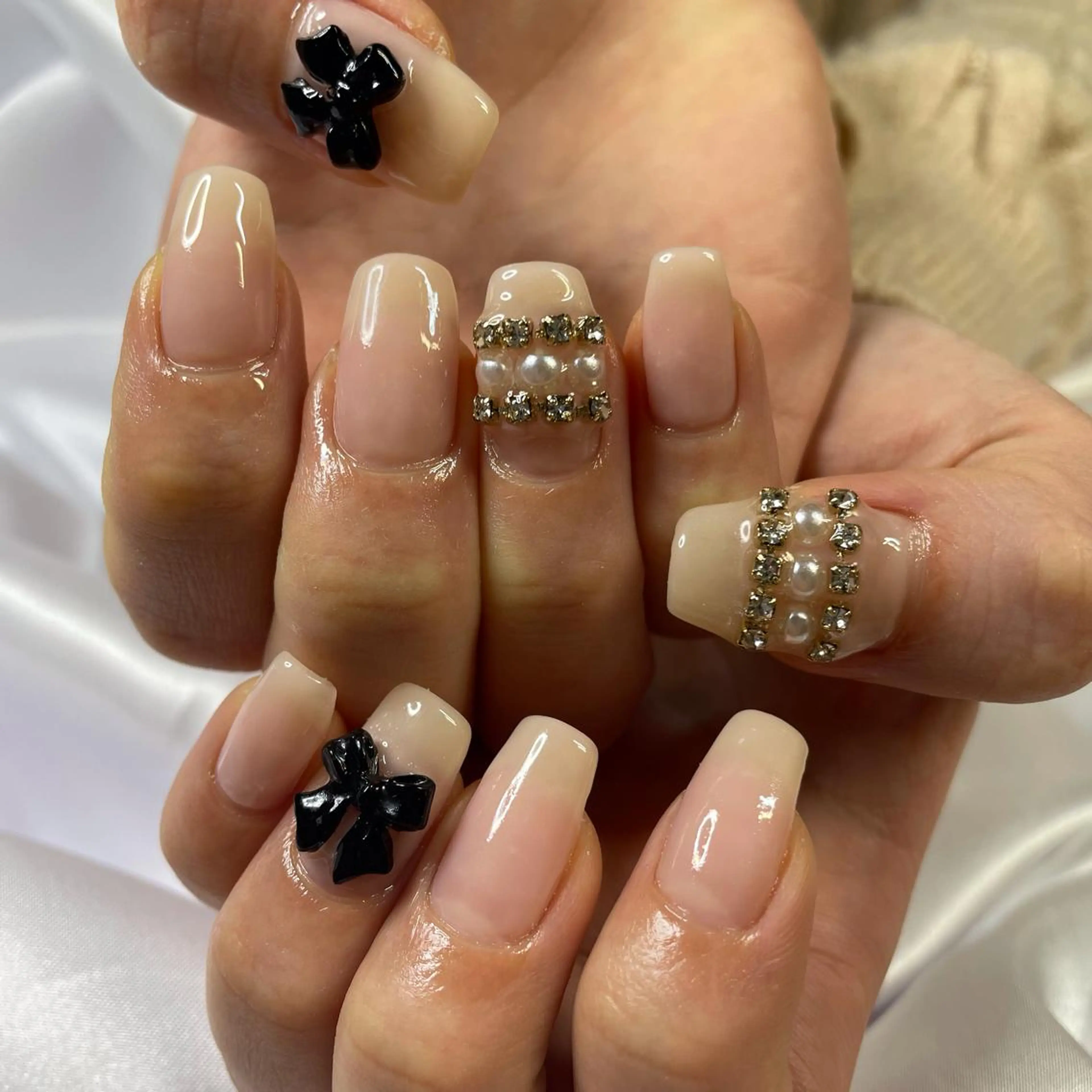 ネイル リボン ハンドネイル 韓国/網紅/パーツ M-salonのネイルデザイン