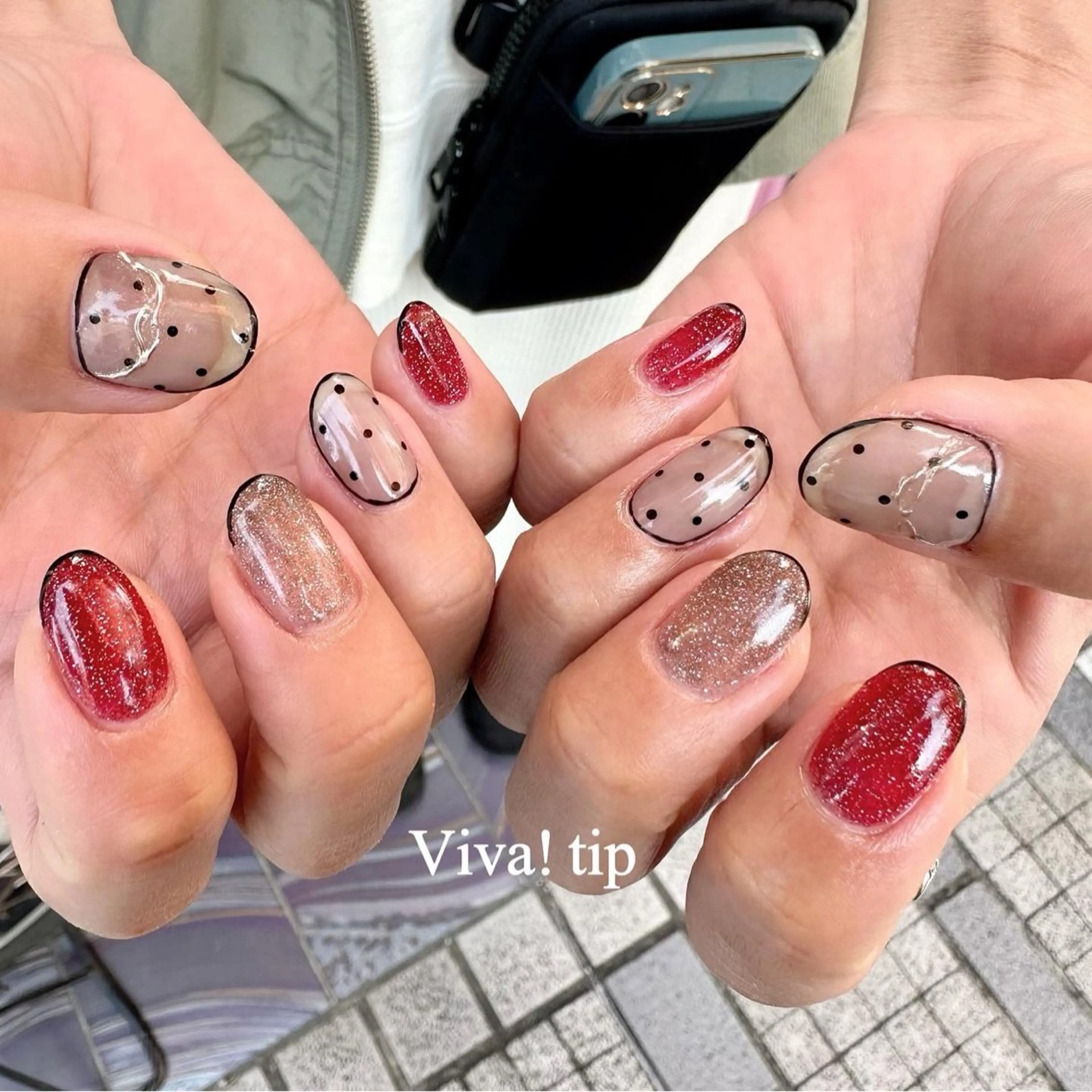 ネイル アートネイル ドット 韓国ネイル ミラーネイル Viva!tip ビバティップネイルのネイルデザイン