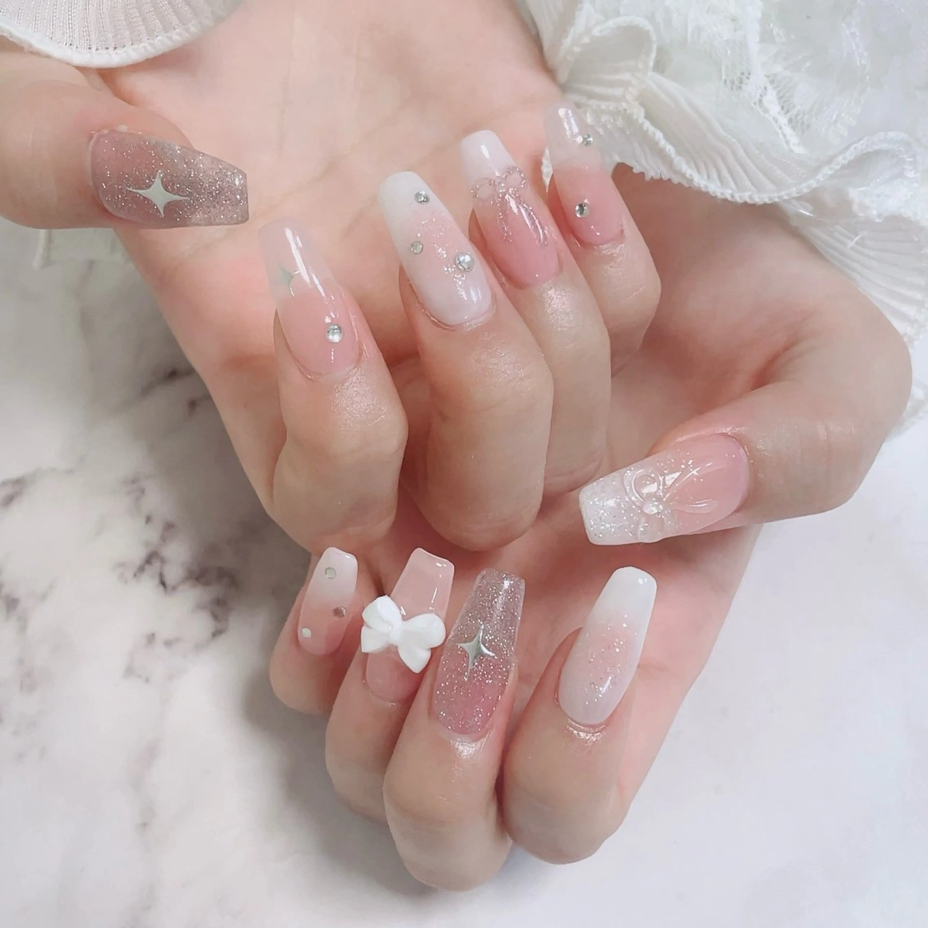 ❤️‍🔥チップ長さだし10本+120分デザインやり放題(アート10本)コース【500円パーツまでつけ放題】オフ無しの写真