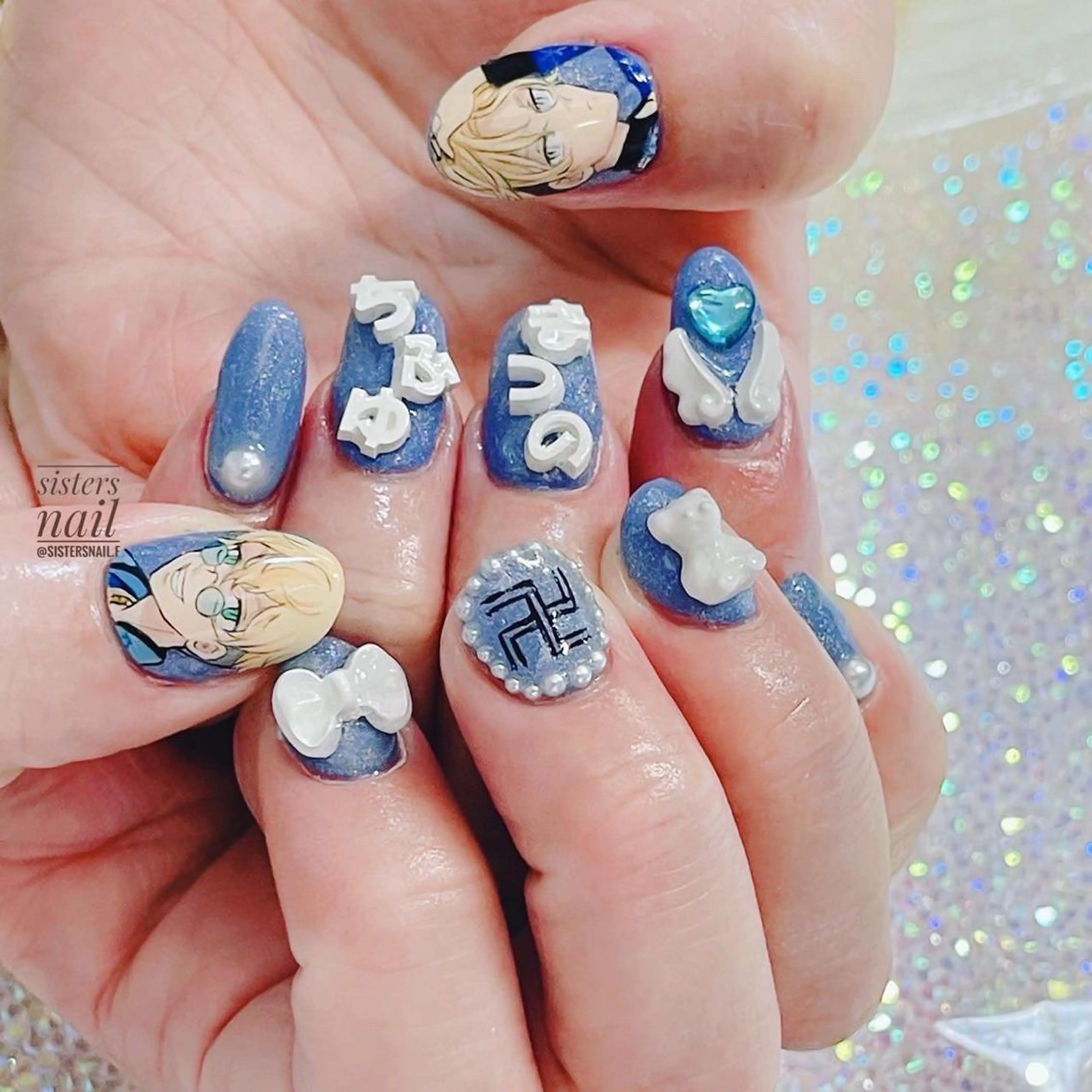 ネイル アートネイル ブルー sisters nail.fのネイルデザイン
