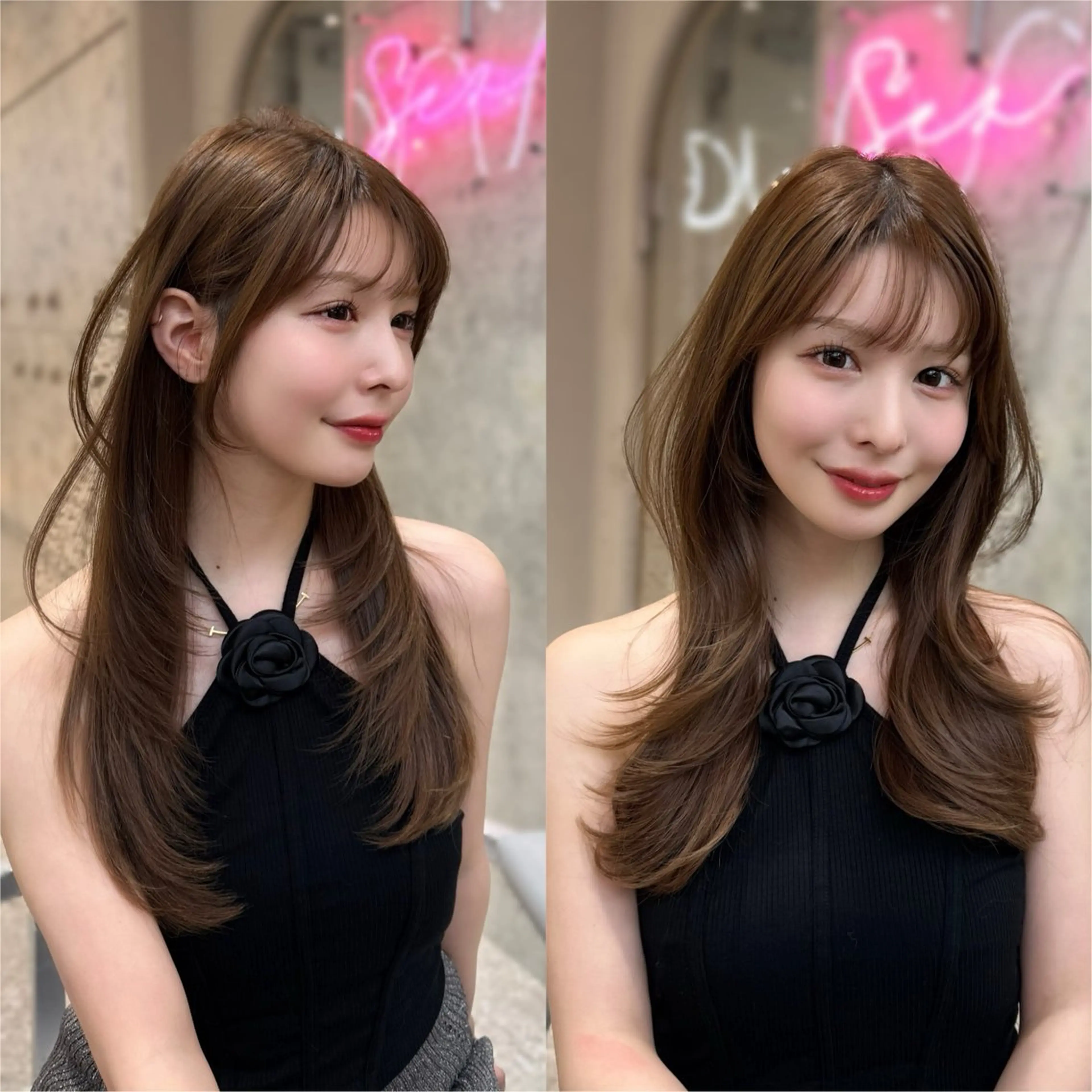 セミロング カラー カット ヘアカラー トリートメント 新宿/韓国風レイヤー 髪質改善/渋谷直樹のヘアスタイル