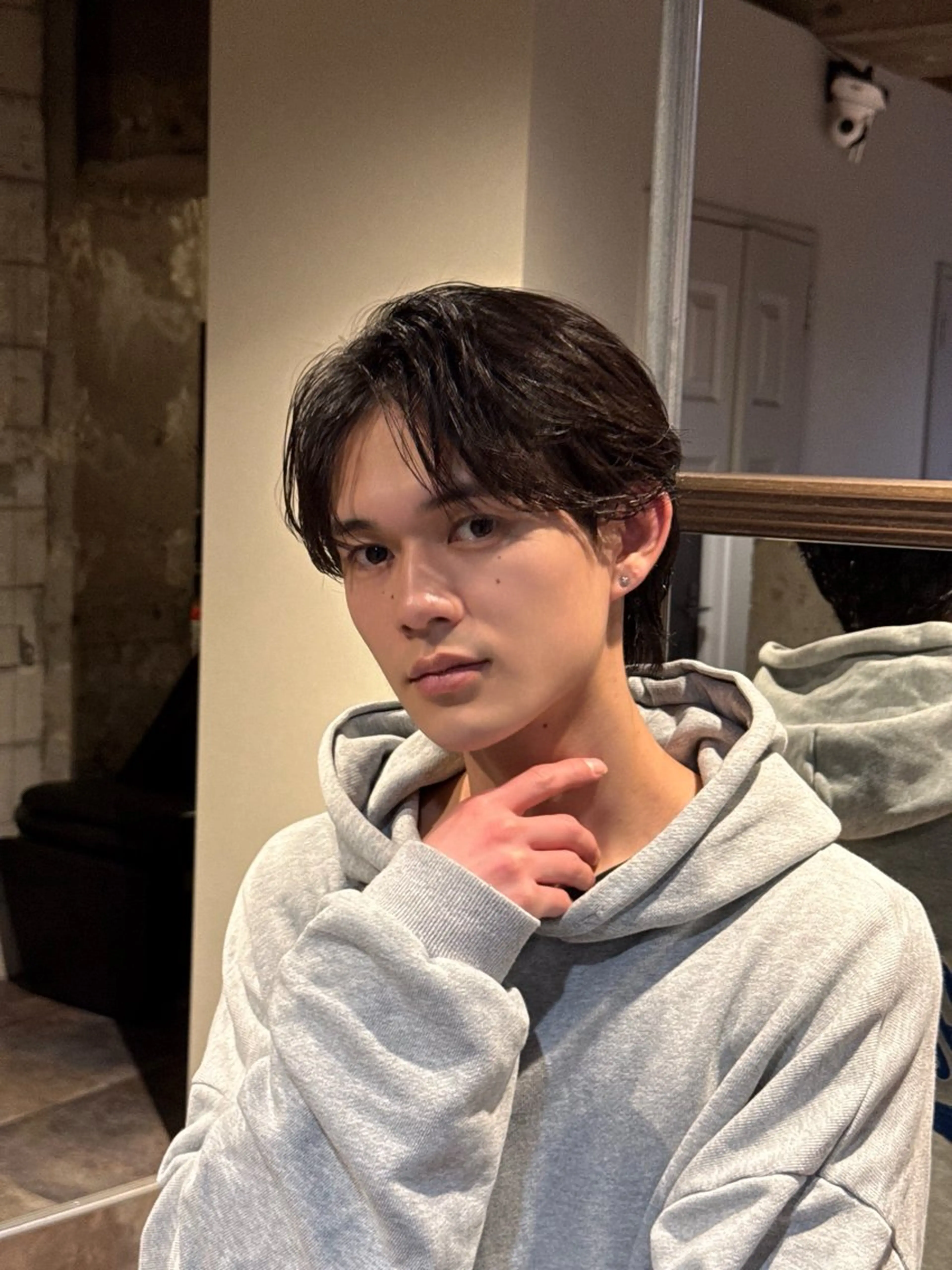 パーマ メンズ センターパート ダウンパーマ メンズパーマ ニュアンスパーマ カット パーマ 縮毛矯正 メンズ/佐藤 恒輝のヘアスタイル