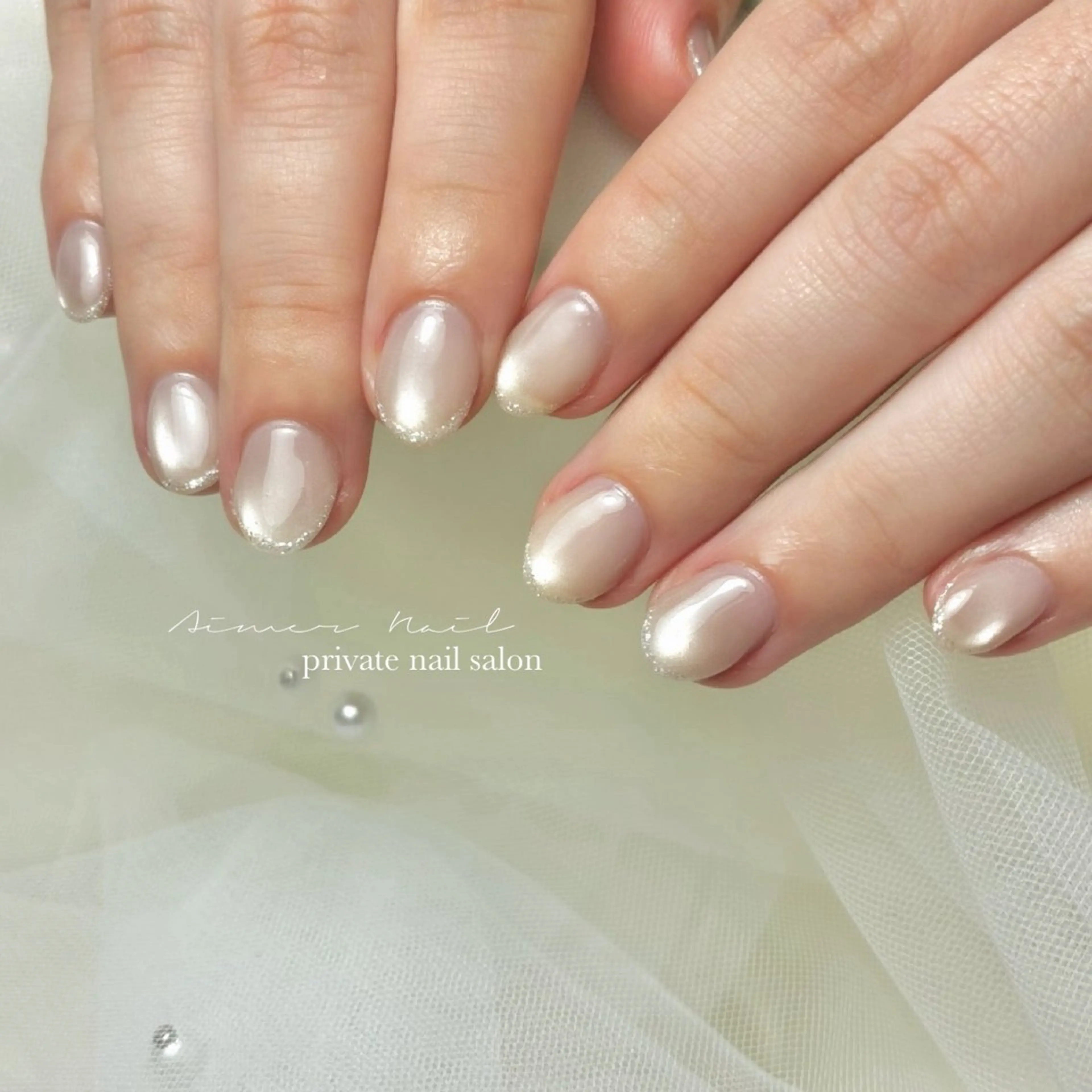 ネイル フレンチネイル キラキラネイル マグネットネイル Amier Nailのネイルデザイン