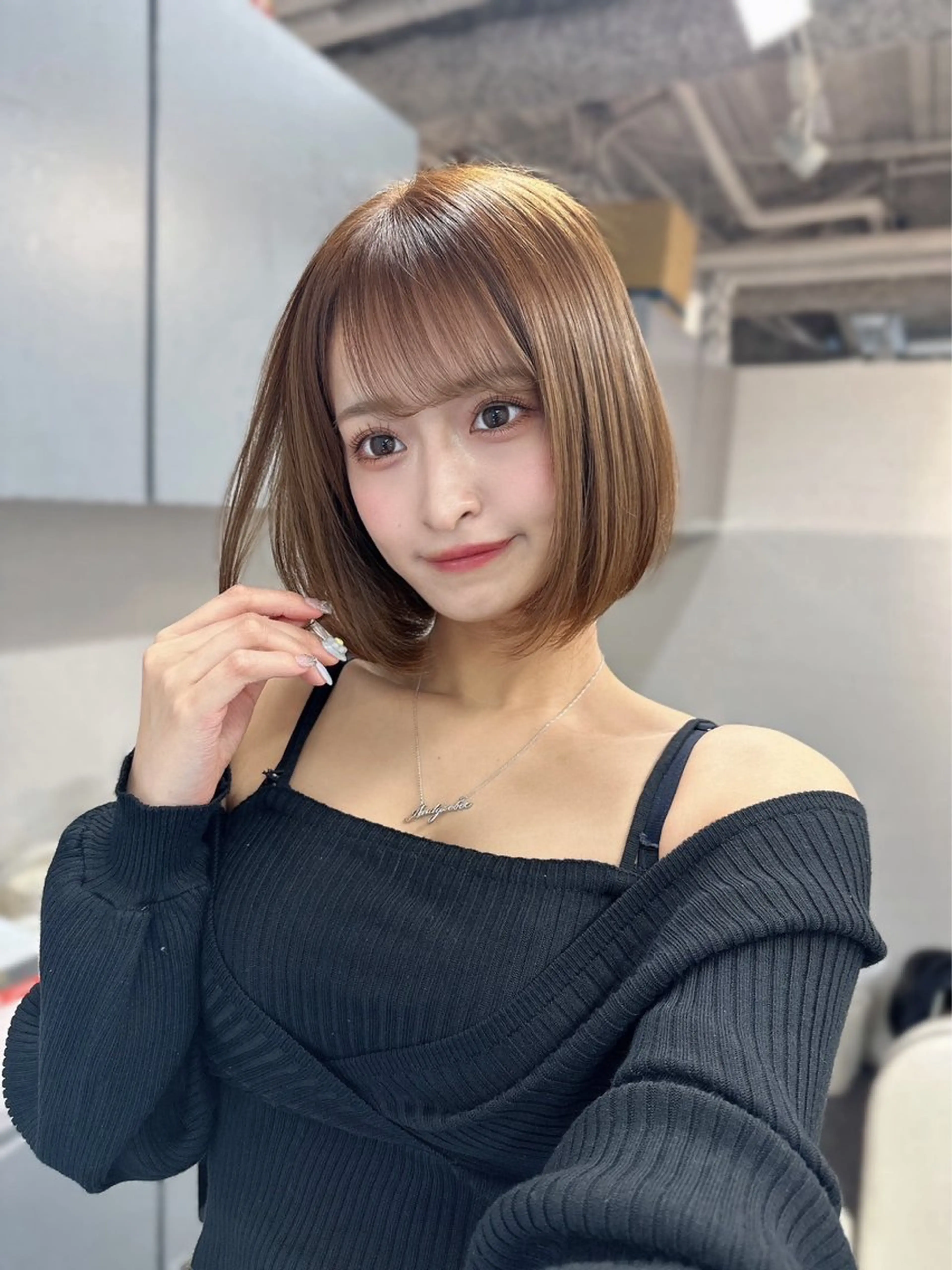 ミディアム カラー カット ヘアカラー トリートメント 顔まわりの神様✨ 透明感カラー藤嶋秀幸のヘアスタイル