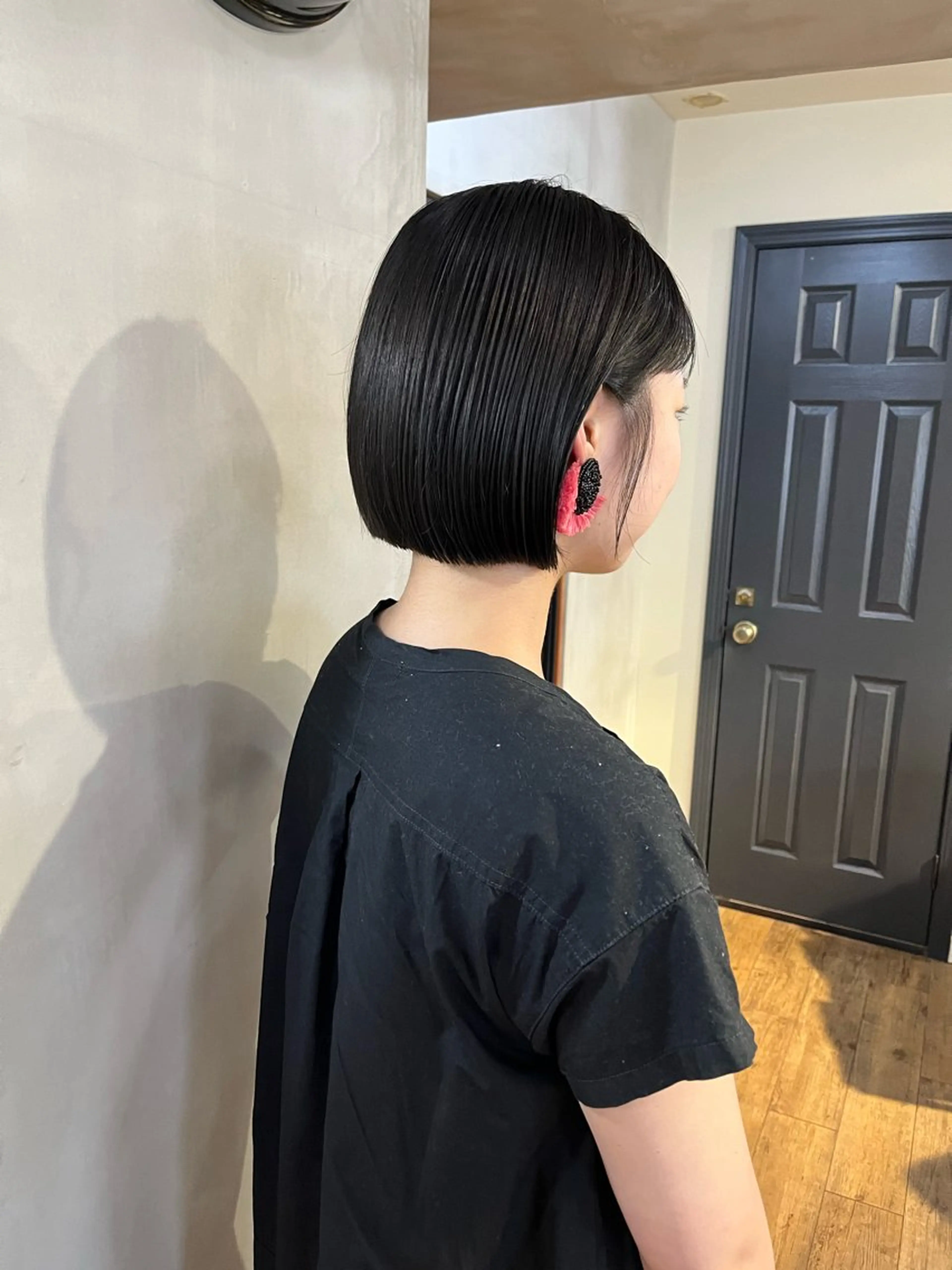 ショート カラー ボブ カット ヘアカラー ヘッドスパ 薬院:今泉/上川美幸 小顔ボブ/暗髪カラーのヘアスタイル