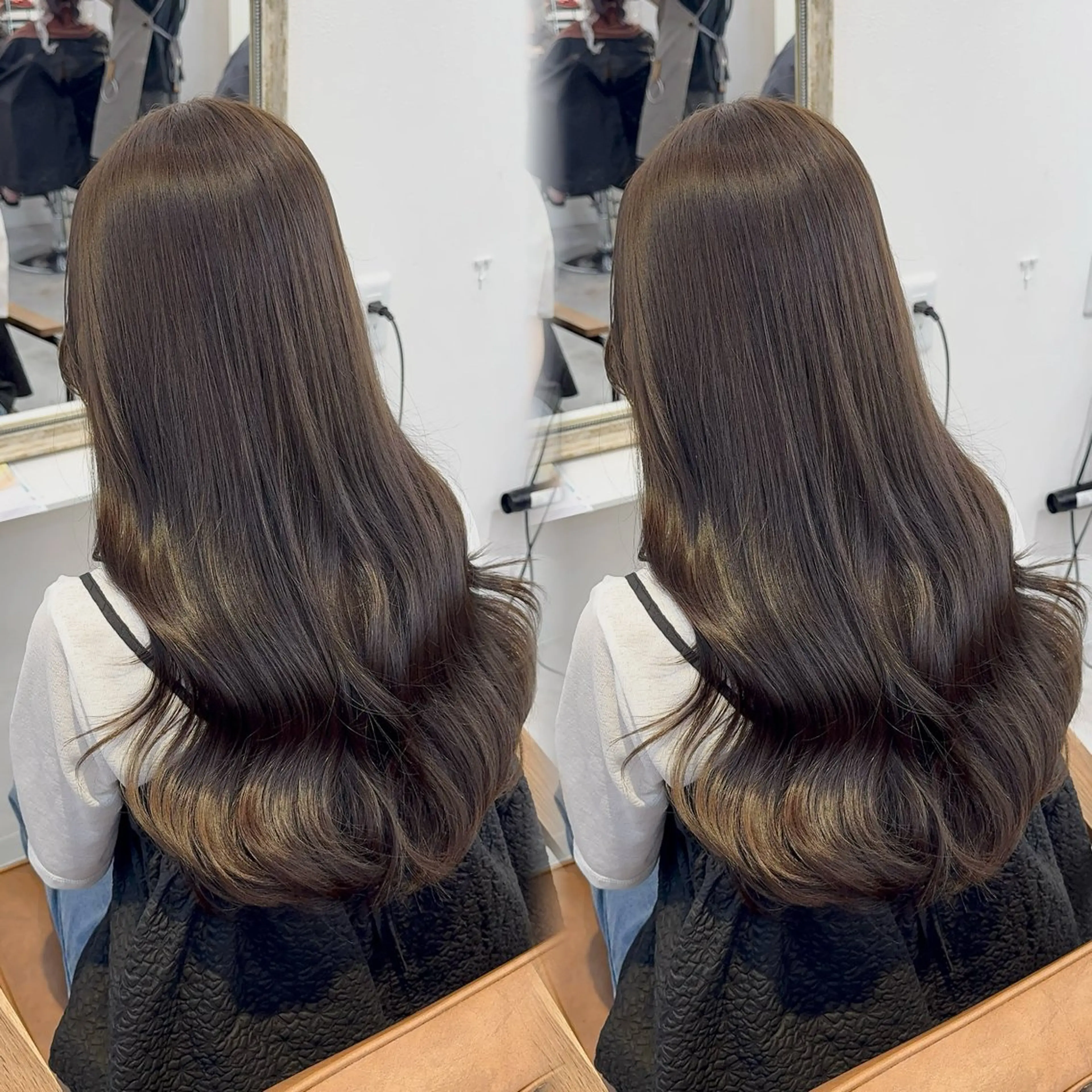 ロング カラー アッシュ アッシュブラウン ベージュカラー 黒髪 ブリーチ カット ヘアカラー トリートメント 赤み無し柔らかカラー 【梅田】madokaのヘアスタイル