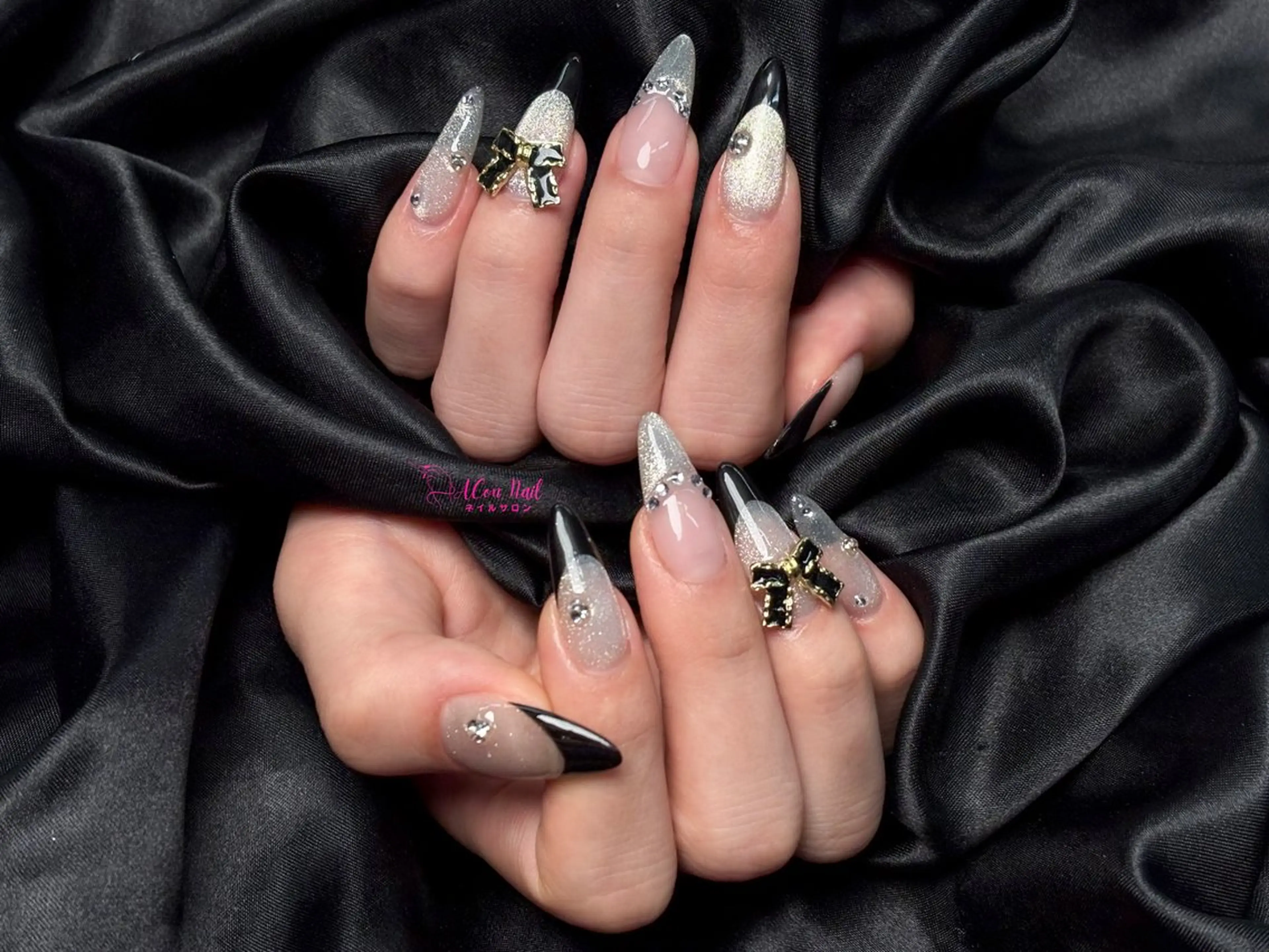 ネイル 桜ネイル 長さ出し フラワーネイル フレンチネイル ジェルネイル ハンドネイル ACon NailSalonのネイルデザイン