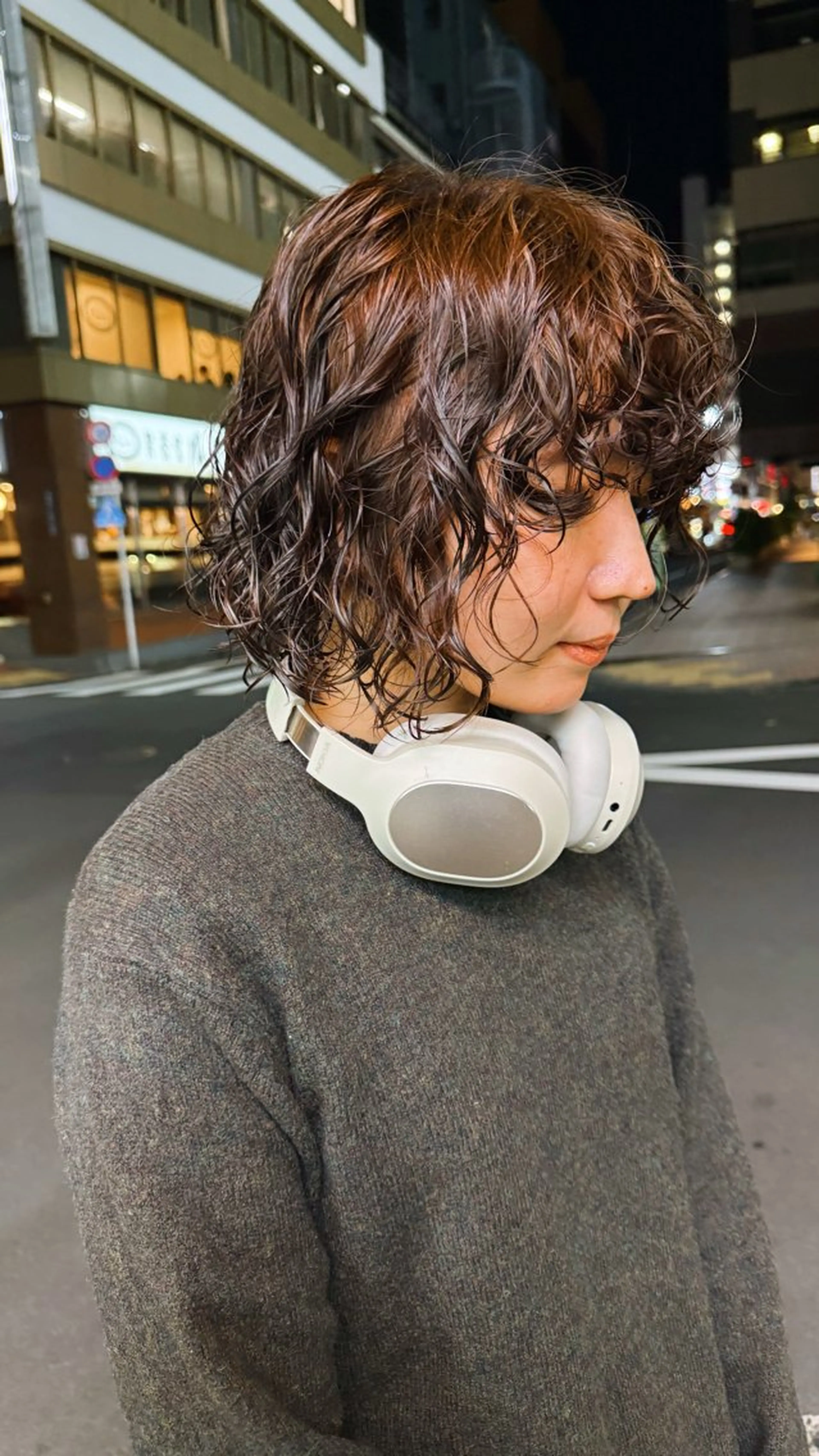 ミディアム パーマ ミディアムパーマ ボブ 暖色カラー/パラッと Bob/モエのヘアスタイル