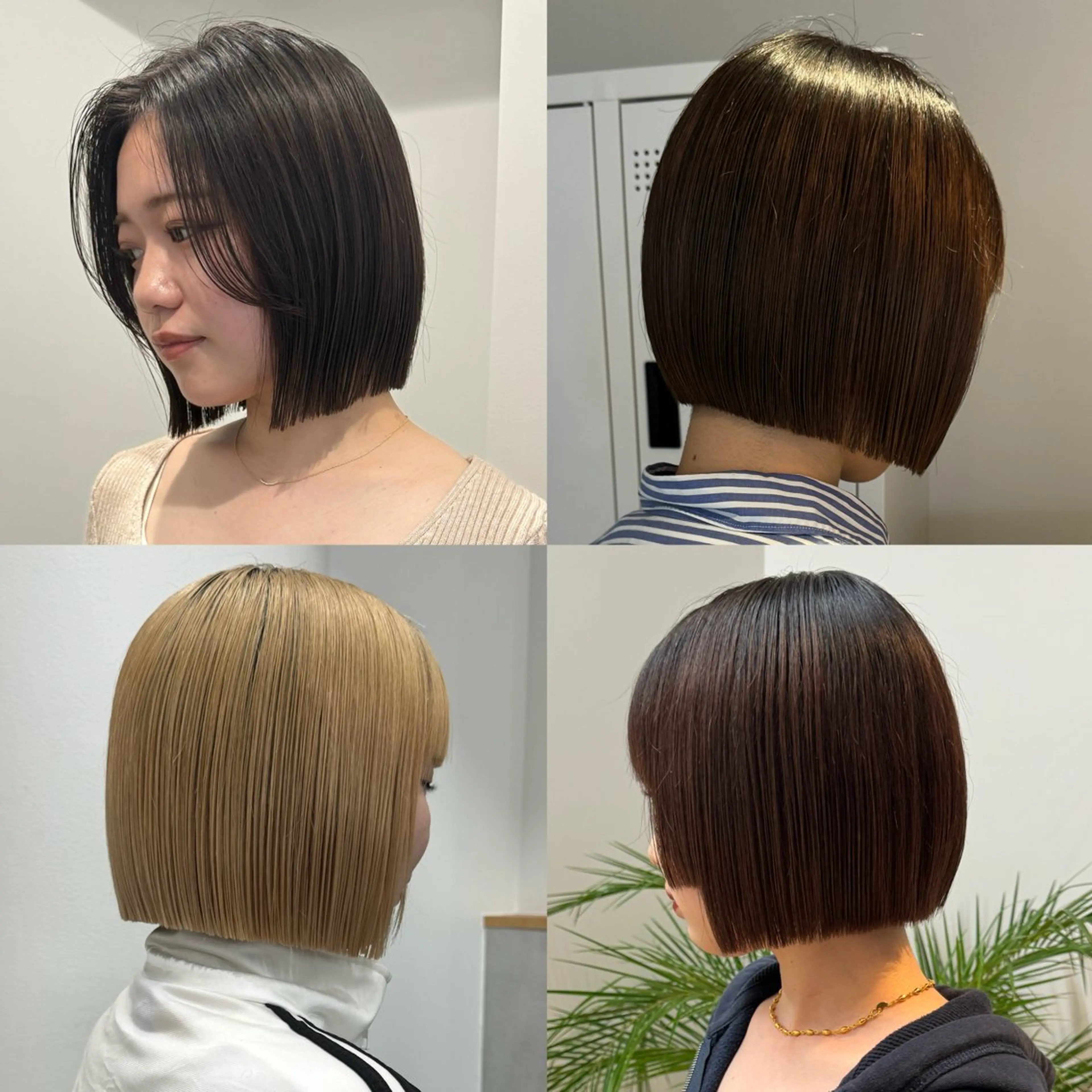 ショート カラー カット ヘアカラー トリートメント 切りっぱなしボブ レイヤー/縮毛矯正のヘアスタイル