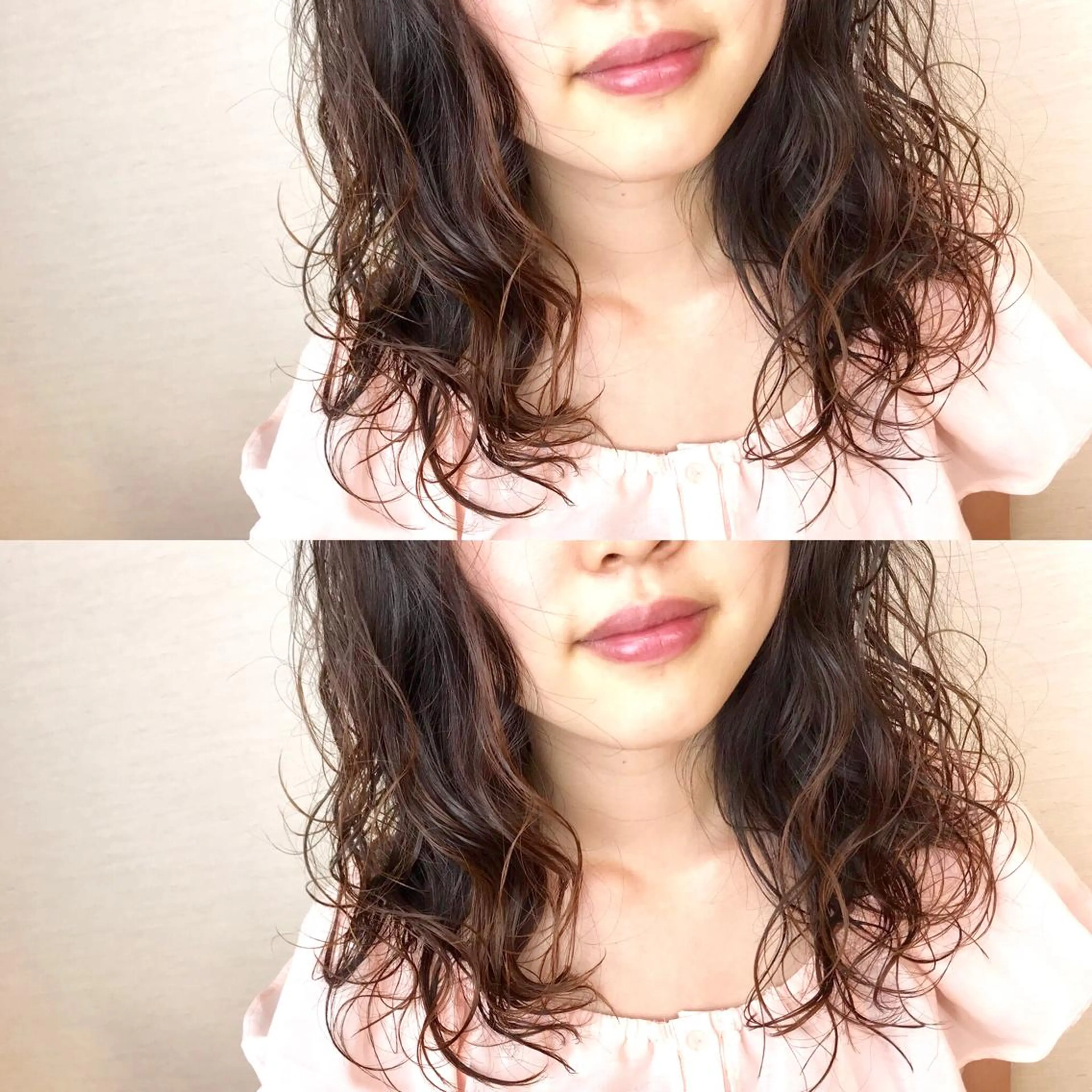 セミロング パーマ セミロングパーマ 韓国レイヤーカット/ ダブルカラーのヘアスタイル