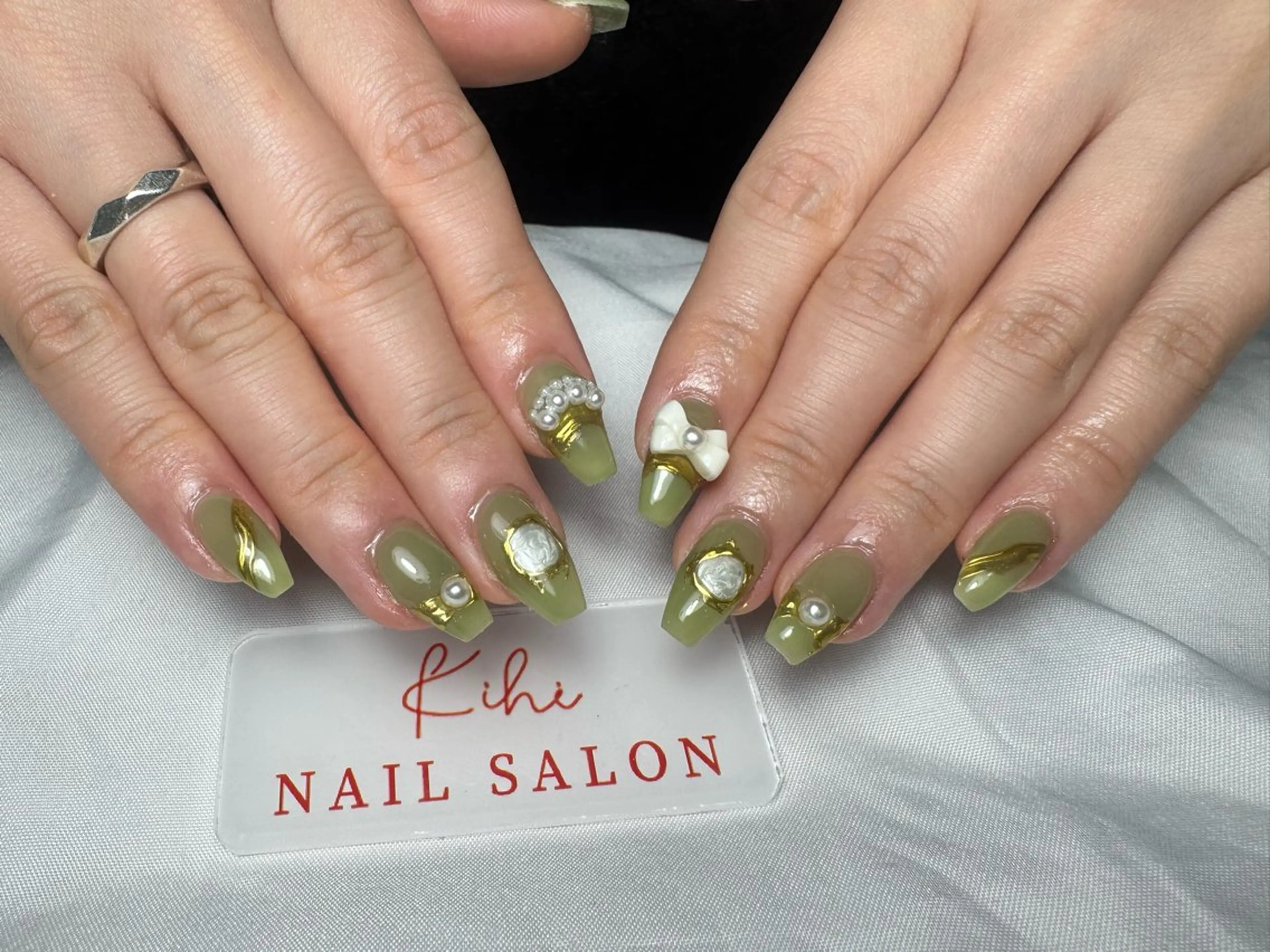 ネイル ハンドネイル ユリ🎀長さだし/ パラジェル/持ち込みのネイルデザイン