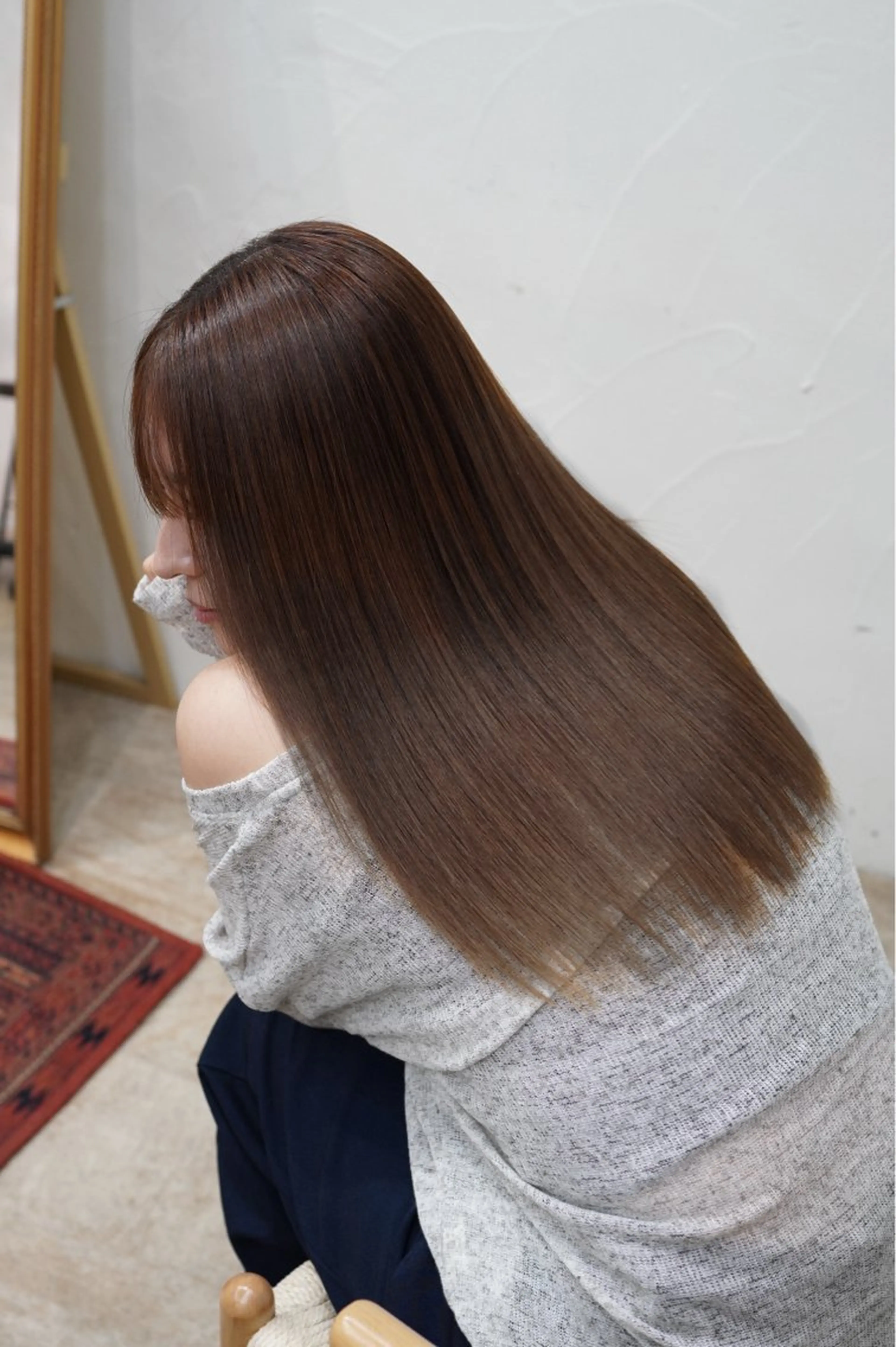 ロング カラー グレージュ トリートメント カット ヘアカラー レイヤーカット/ 艶カラー/みらいのヘアスタイル