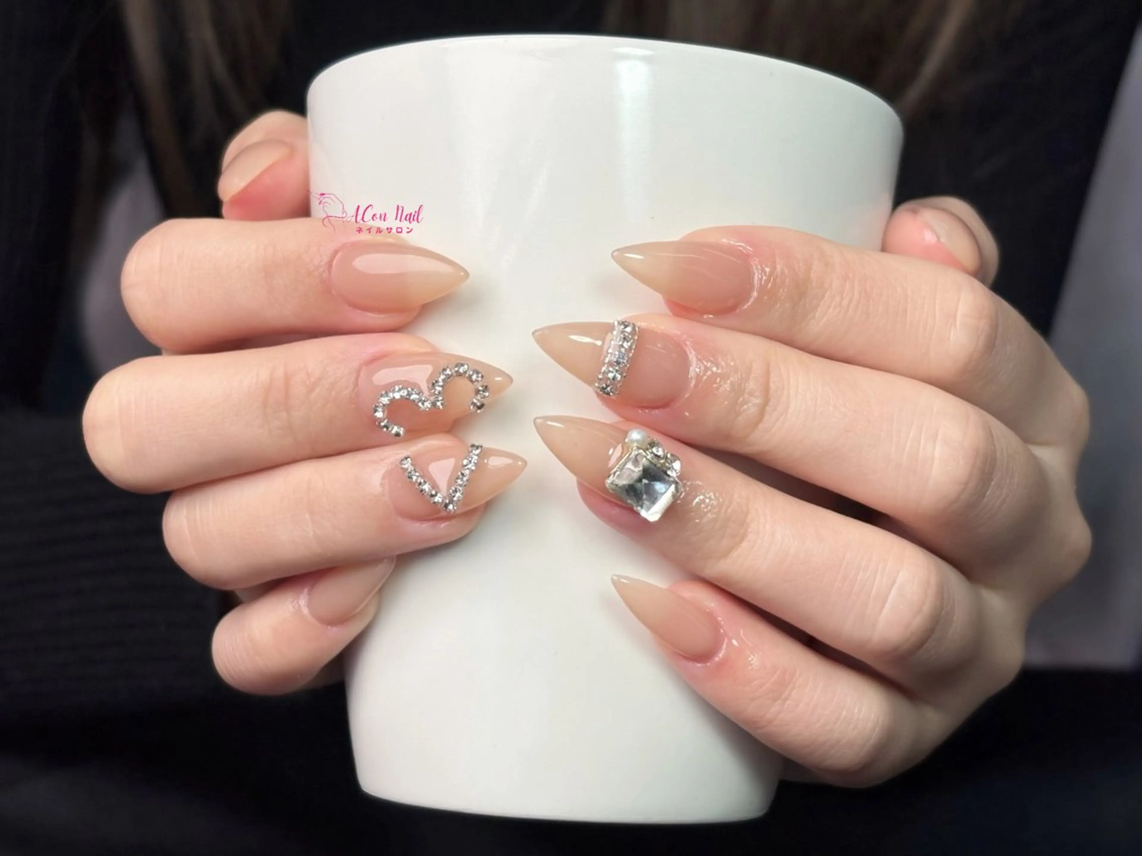 ネイル 桜ネイル 長さ出し フラワーネイル フレンチネイル ジェルネイル ハンドネイル AConNailSalon所属・ACon NailSalonのネイルデザイン
