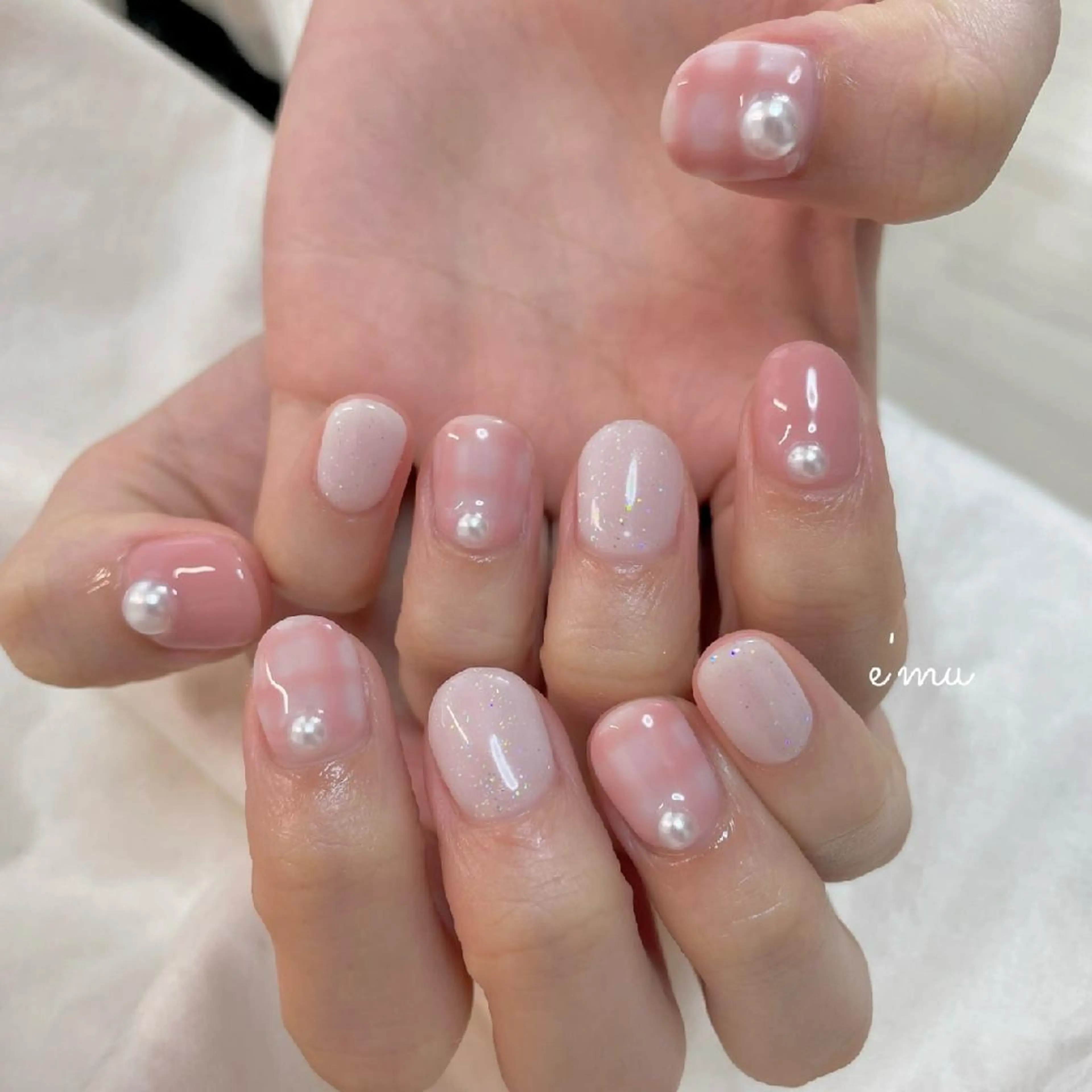 ネイル ピンク 春ネイル ハンドネイル nail salon e'mu💐のネイルデザイン
