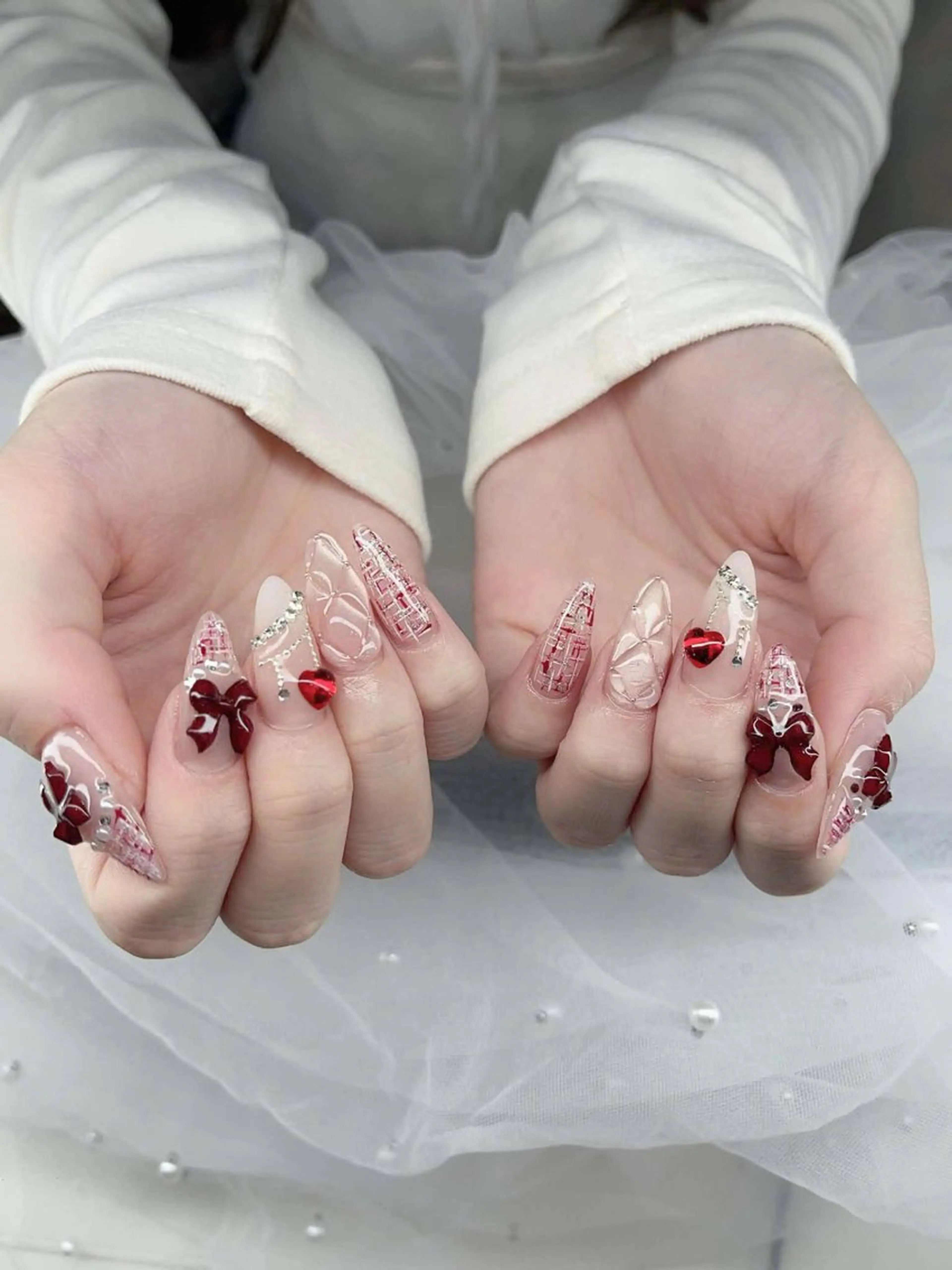 ネイル フレンチネイル キラキラネイル マグネットネイル ミラーネイル ニュアンスネイル MeiMei Nail モデル募集のネイルデザイン