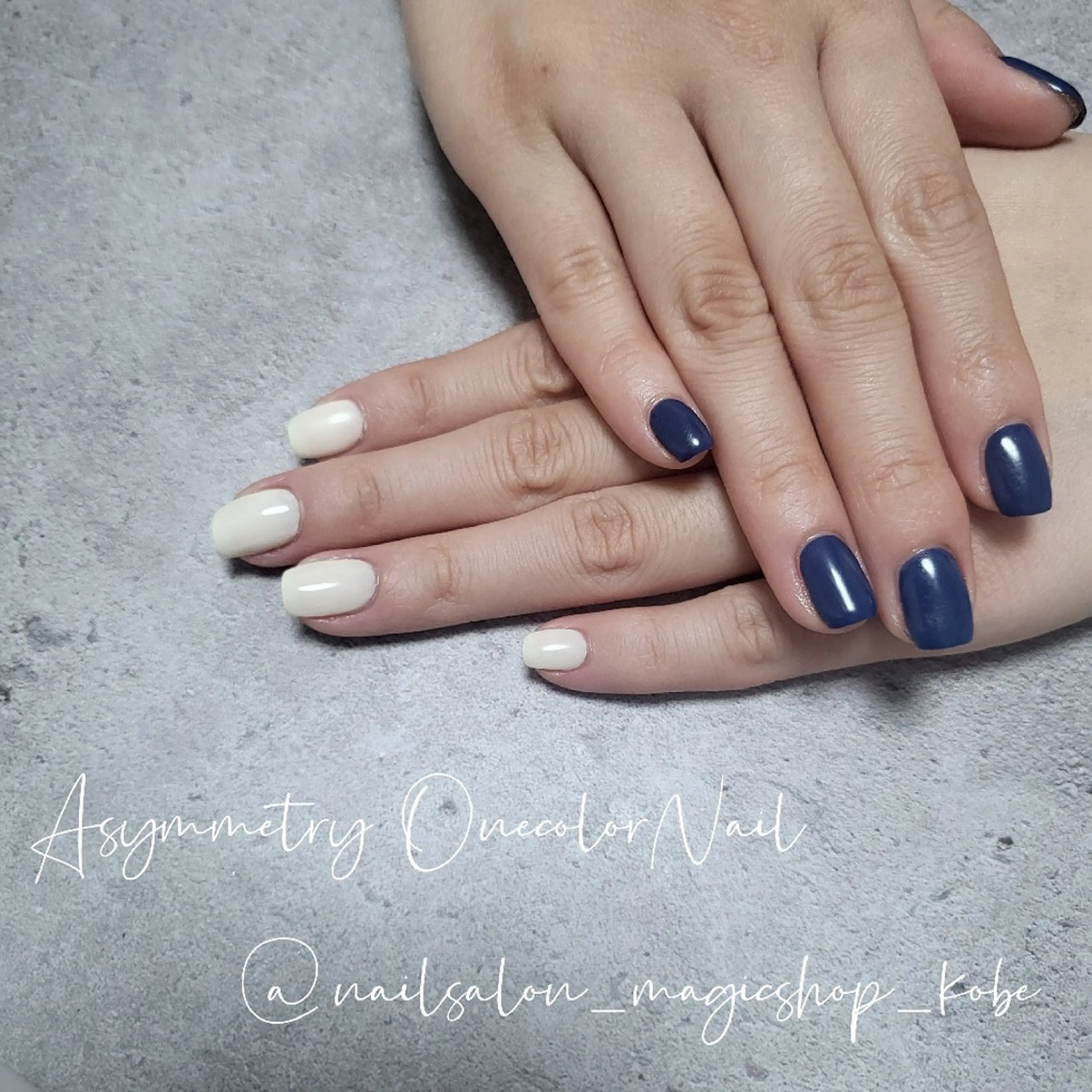 ネイル ジェルネイル ネイビー ワンカラーネイル ソフトジェル 春ネイル ハンドネイル Nailsalon MagicShopのネイルデザイン