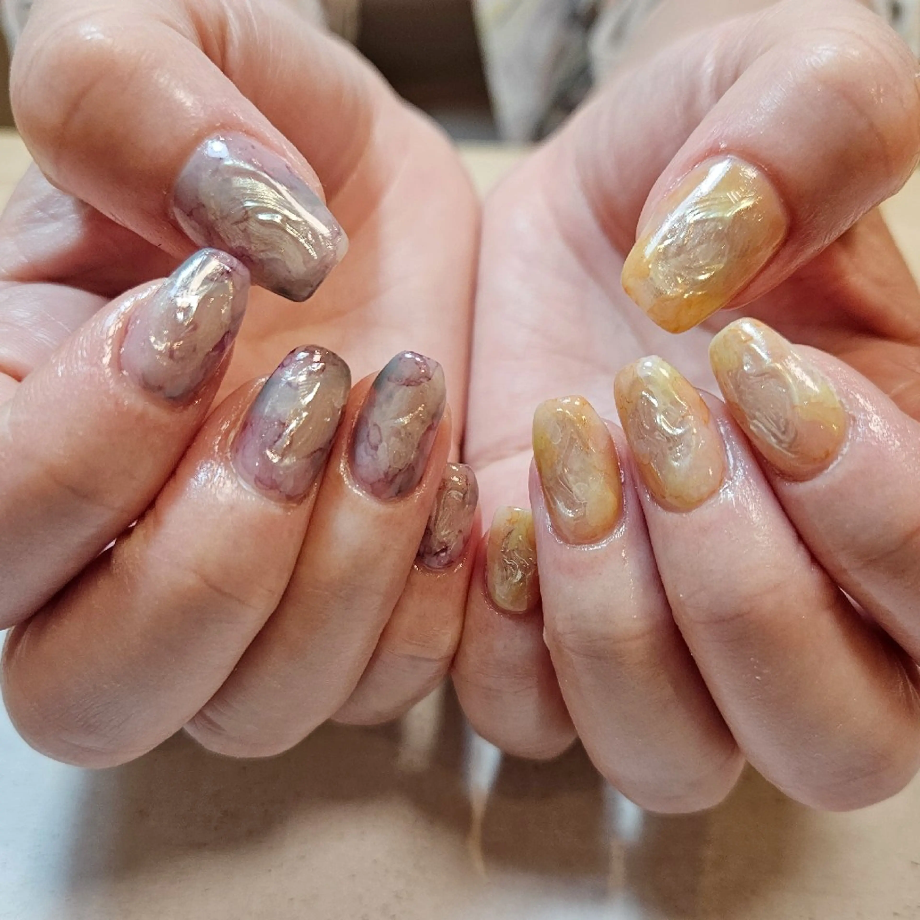ネイル ジェルネイル ミラーネイル ニュアンスネイル パラジェル 春ネイル ハンドネイル Nailsalon manoのネイルデザイン