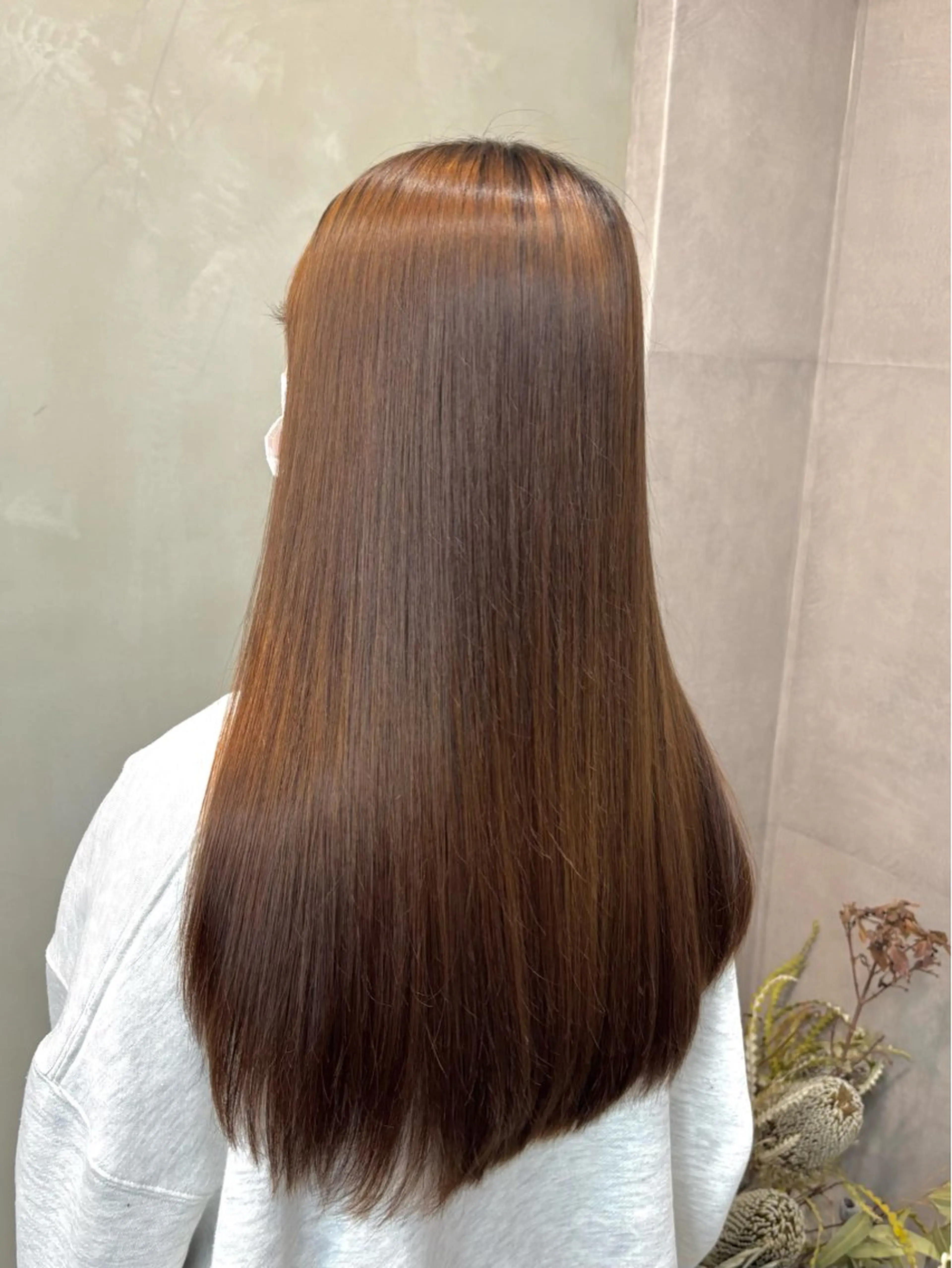 ミディアム 縮毛矯正 トリートメント 髪質改善ストレート/ ブリーチ／渋谷　福田のヘアスタイル