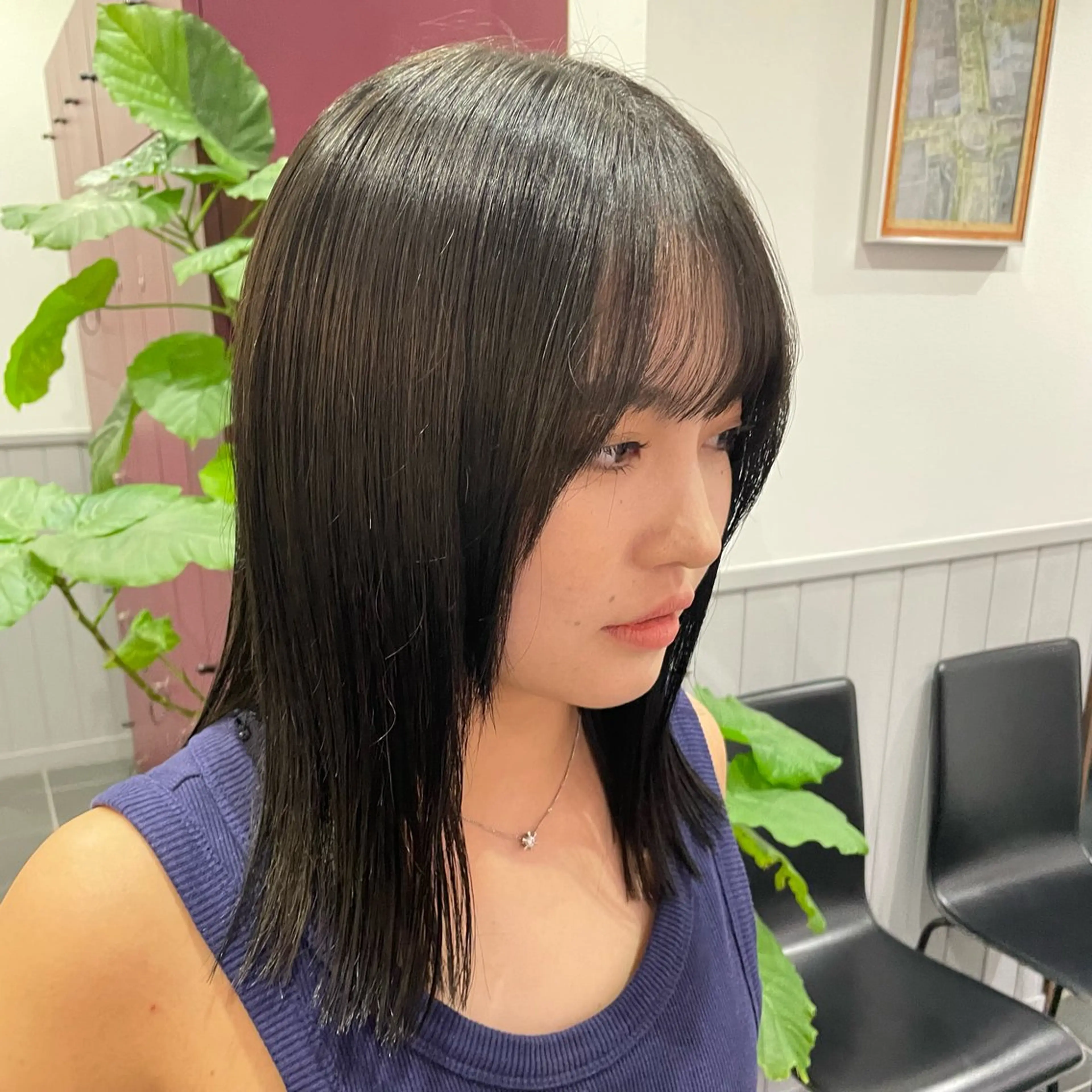 ミディアム 栄/レイヤーカット/ ベージュカラー/モモのヘアスタイル