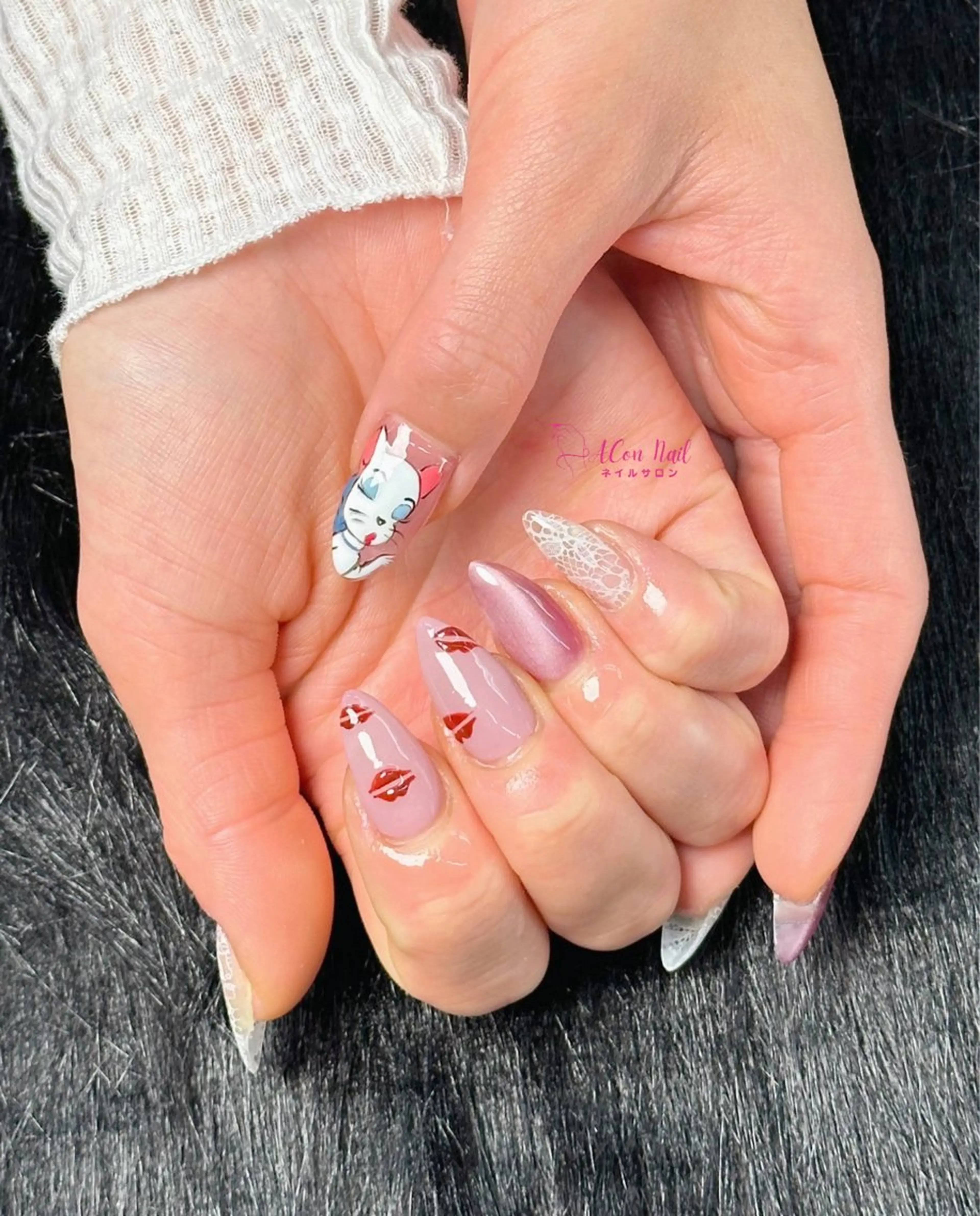 ネイル 桜ネイル 長さ出し フラワーネイル フレンチネイル ジェルネイル ハンドネイル ACon NailSalonのネイルデザイン