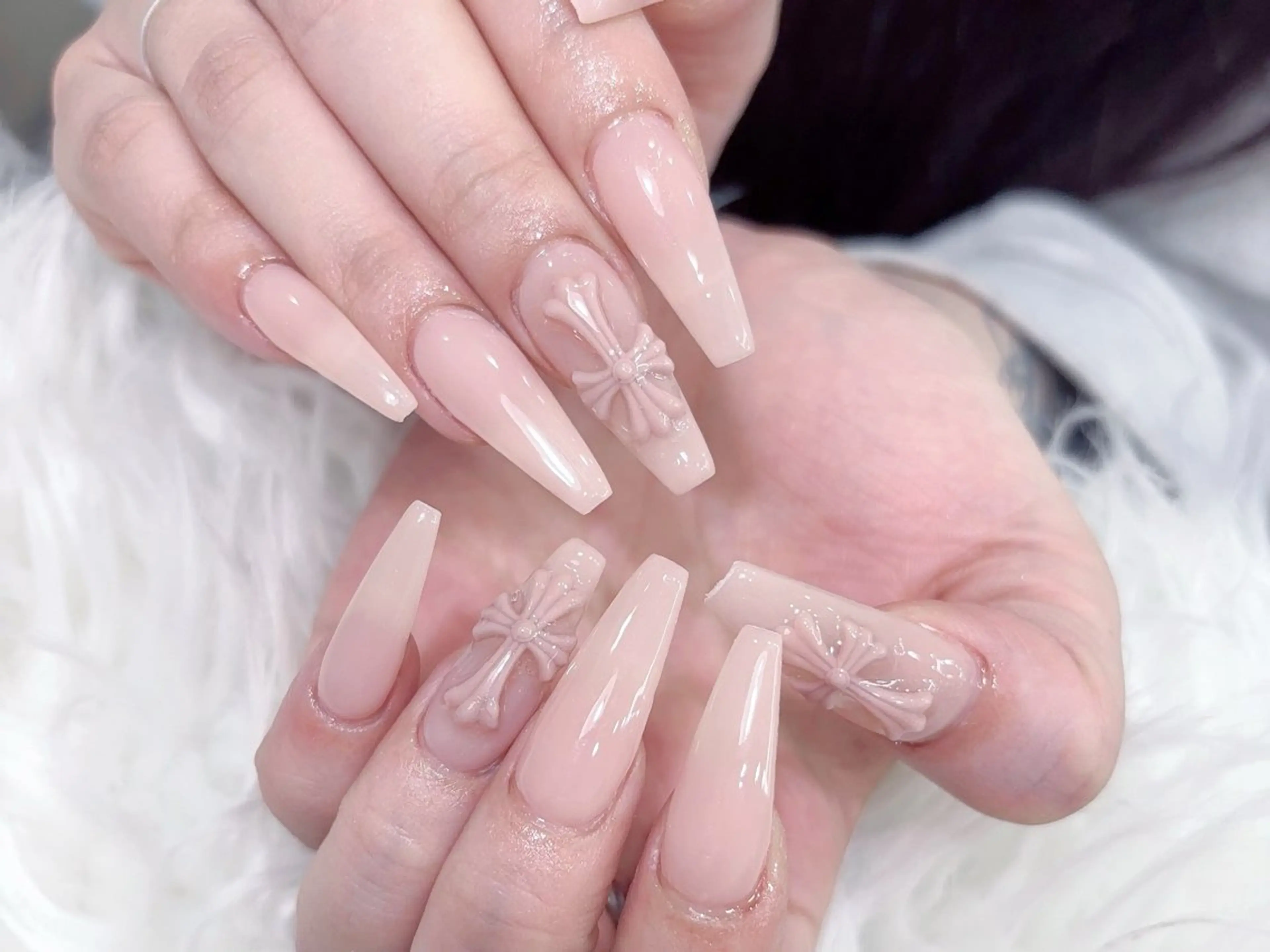 ネイル 成人式 マグネットネイル 大理石ネイル(マーブル) リボン 夏ネイル ハンドネイル MoMoA Nail ネイル長さ出し専門店のネイルデザイン