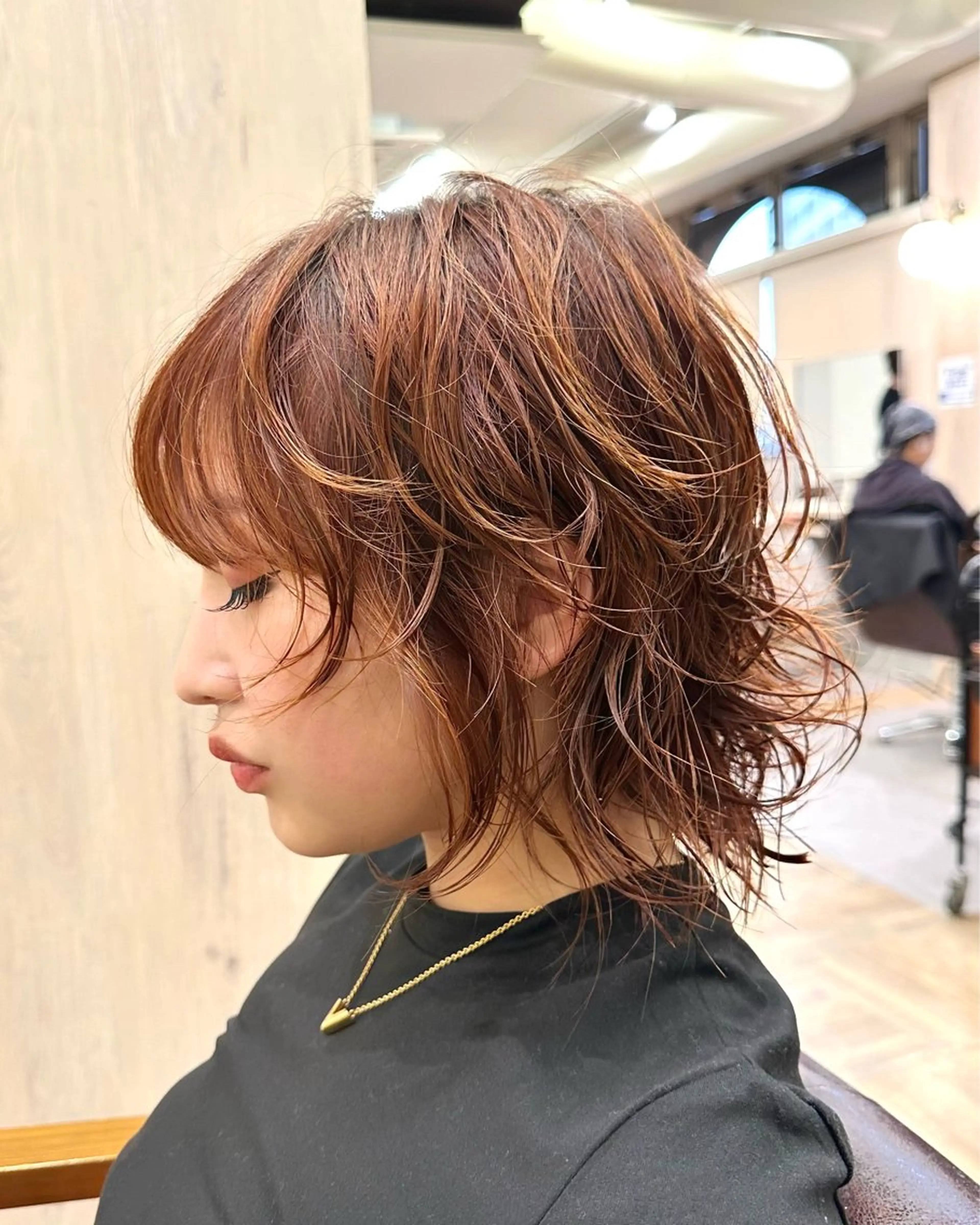 ミディアム パーマ ボブレイヤー ミディアムパーマ ボブ レイヤーカット 古川 宗永のヘアスタイル