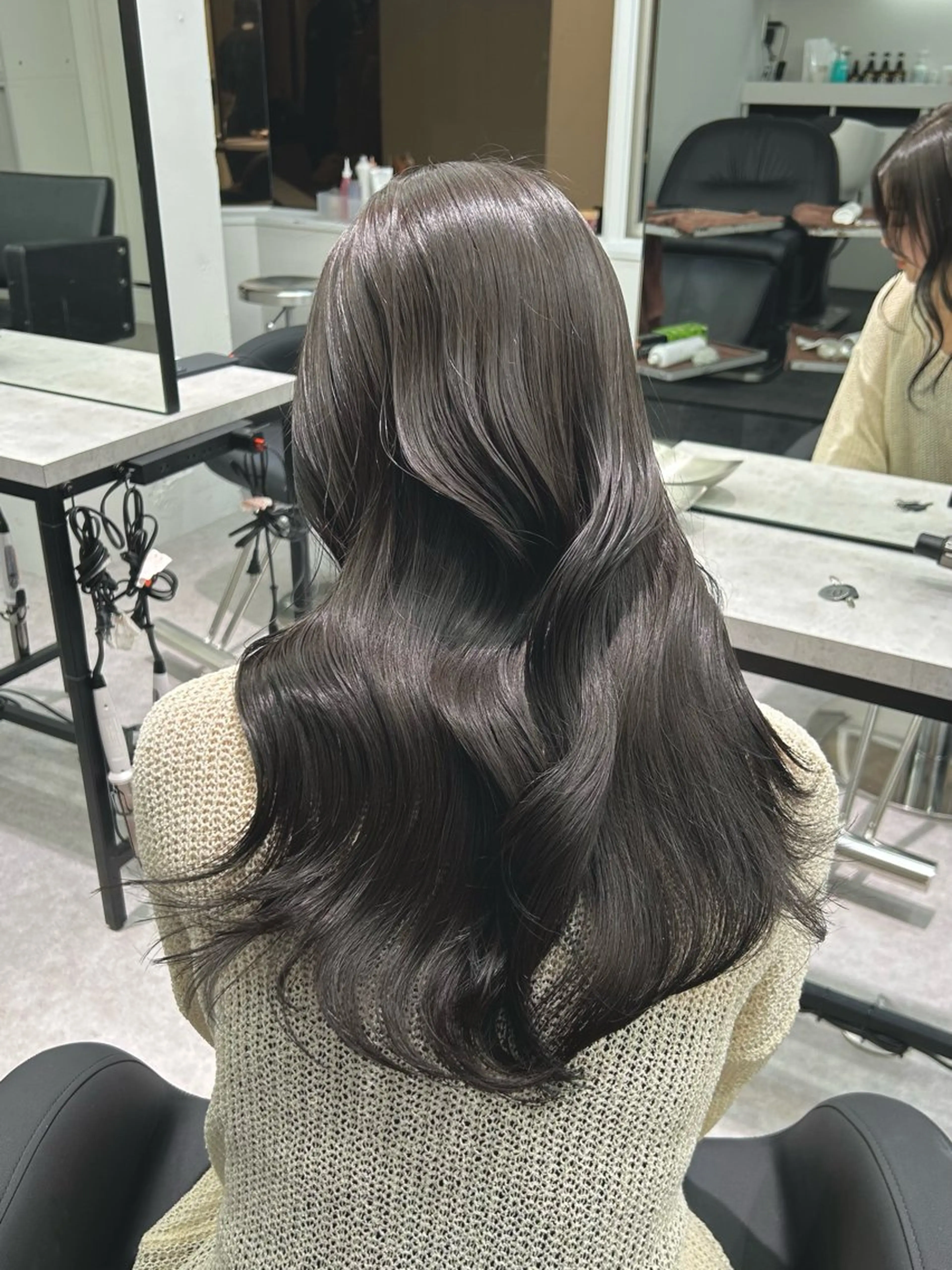 ロング カラー ケアカラー 韓国風ヘア ワンホンヘア ヘアカラー トリートメント ヘアセット 渋谷/原宿♡PELE 縮毛矯正/ストレートのヘアスタイル