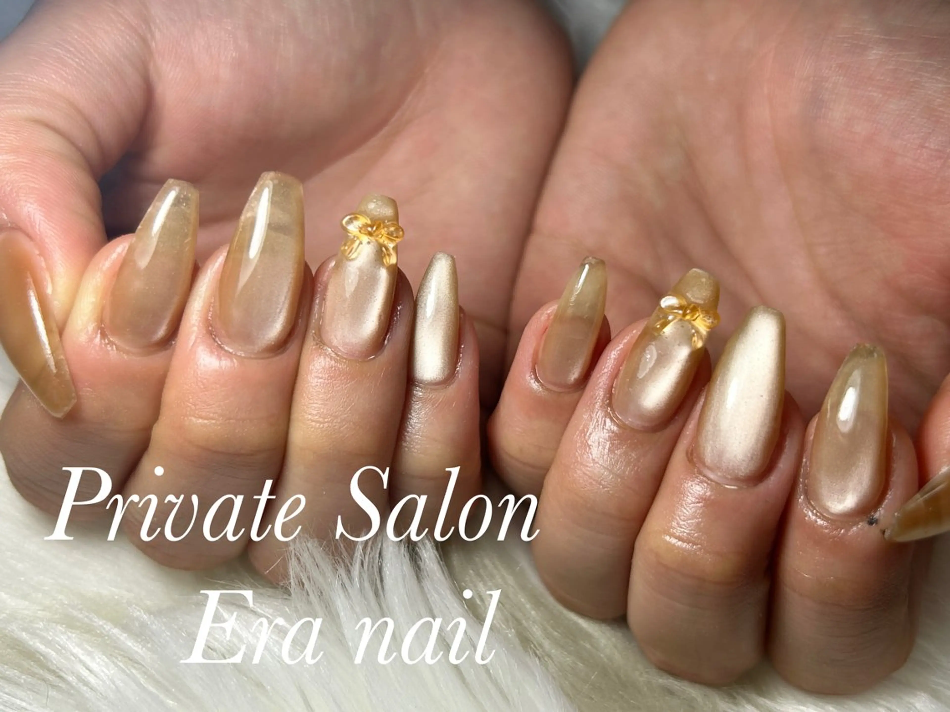 ネイル マグネットネイル リボン ハンドネイル Era nailのネイルデザイン