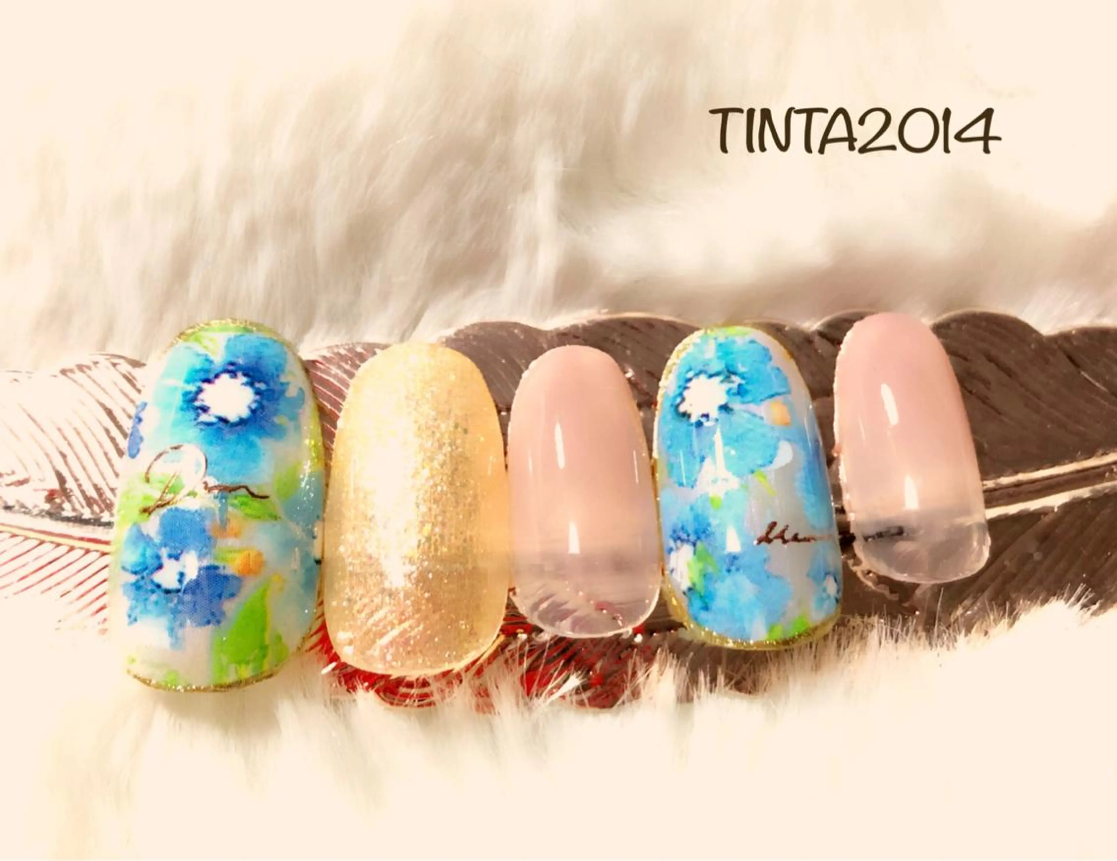 ネイル ブルー フラワーネイル ネイルサロン ティンタ所属・馬場 典子のネイルデザイン