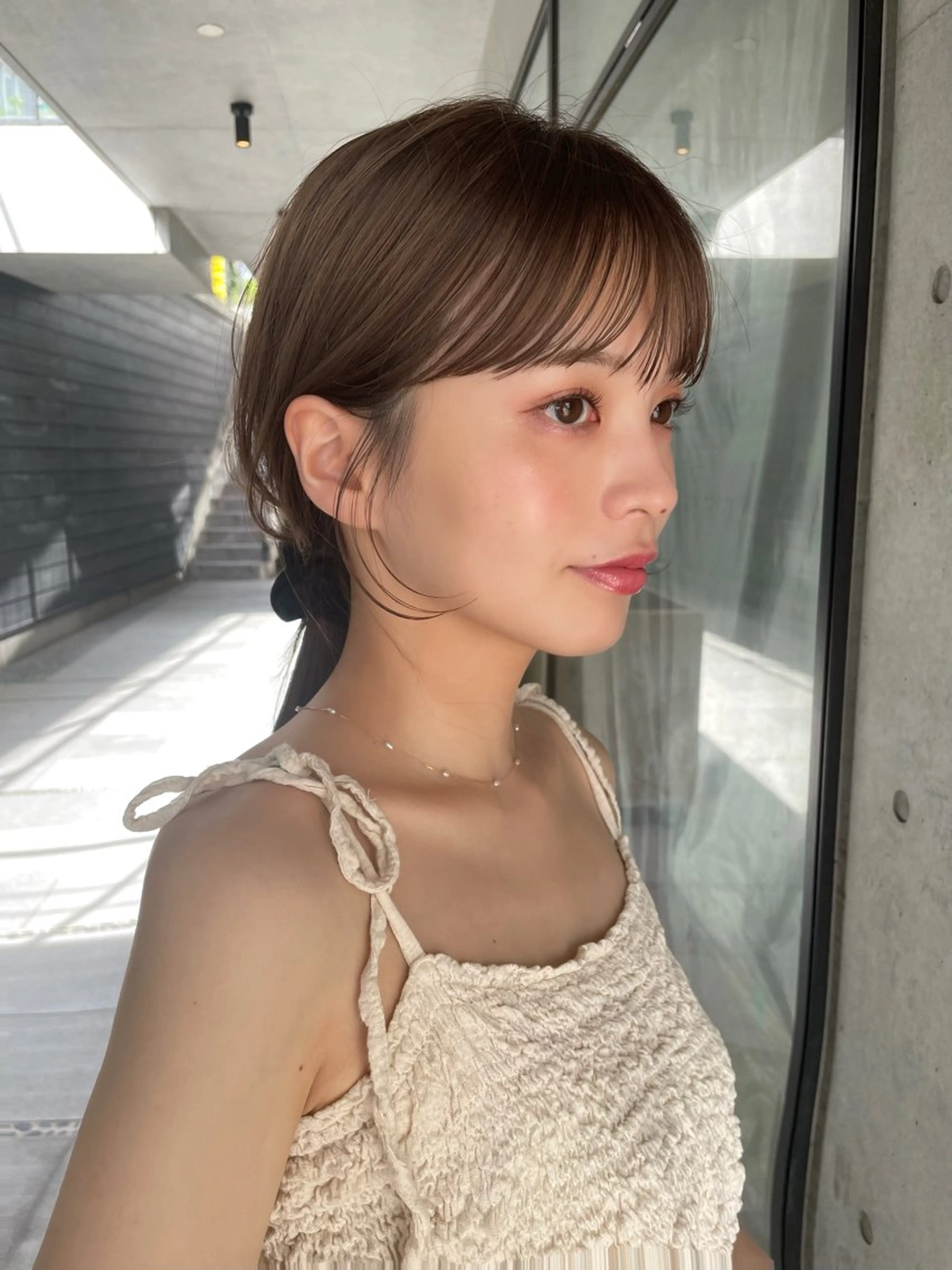 セミロング カラー ヘアアレンジ 顔周りカット 【柔らか透明感✨/ 似合せ前髪】大石葉月のヘアスタイル