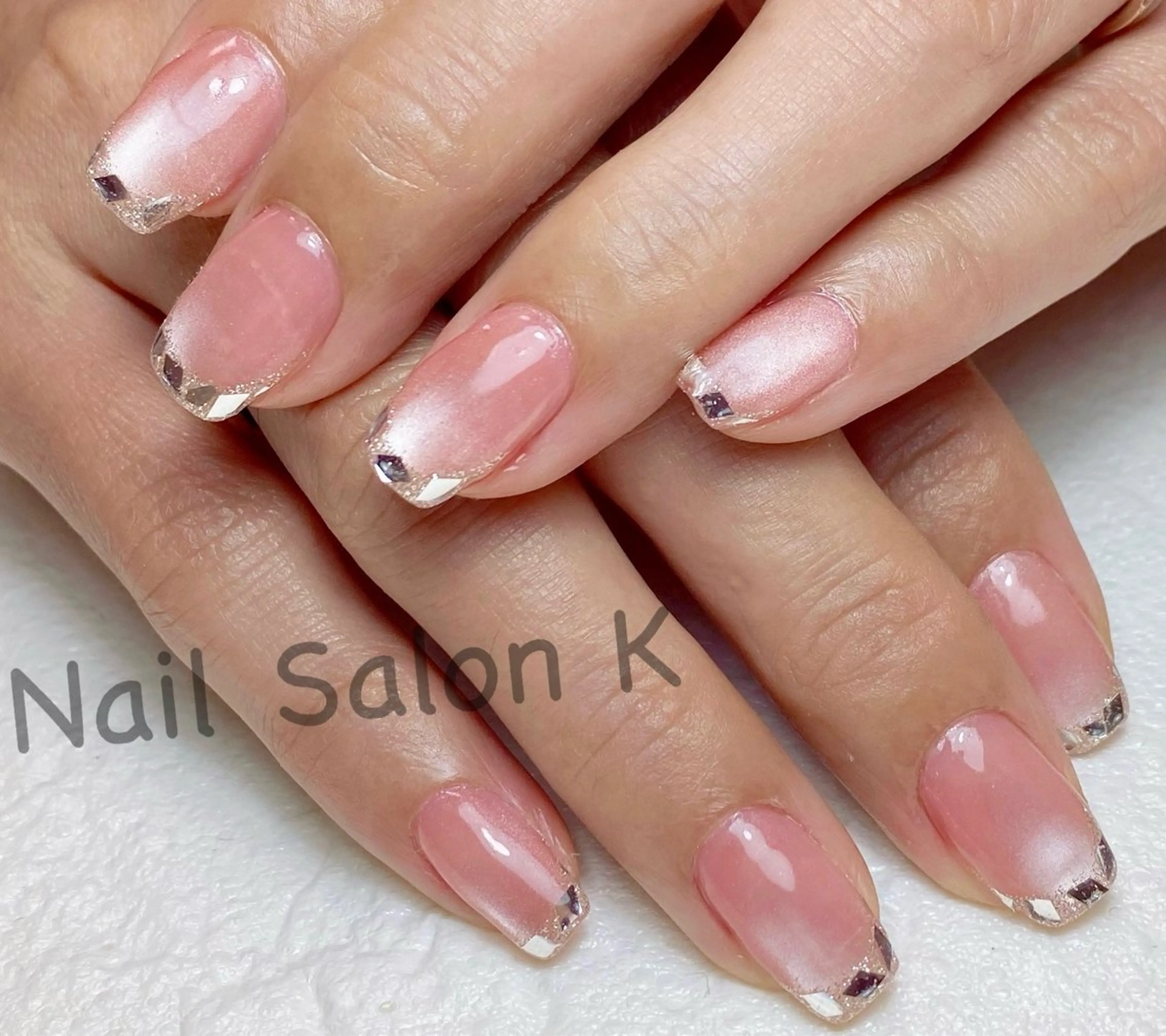 ネイル 長さ出し フレンチネイル ガラスフレンチ マグネットネイル オフィスネイル ハンドネイル Nail Salon K 🧸美爪育成のネイルデザイン