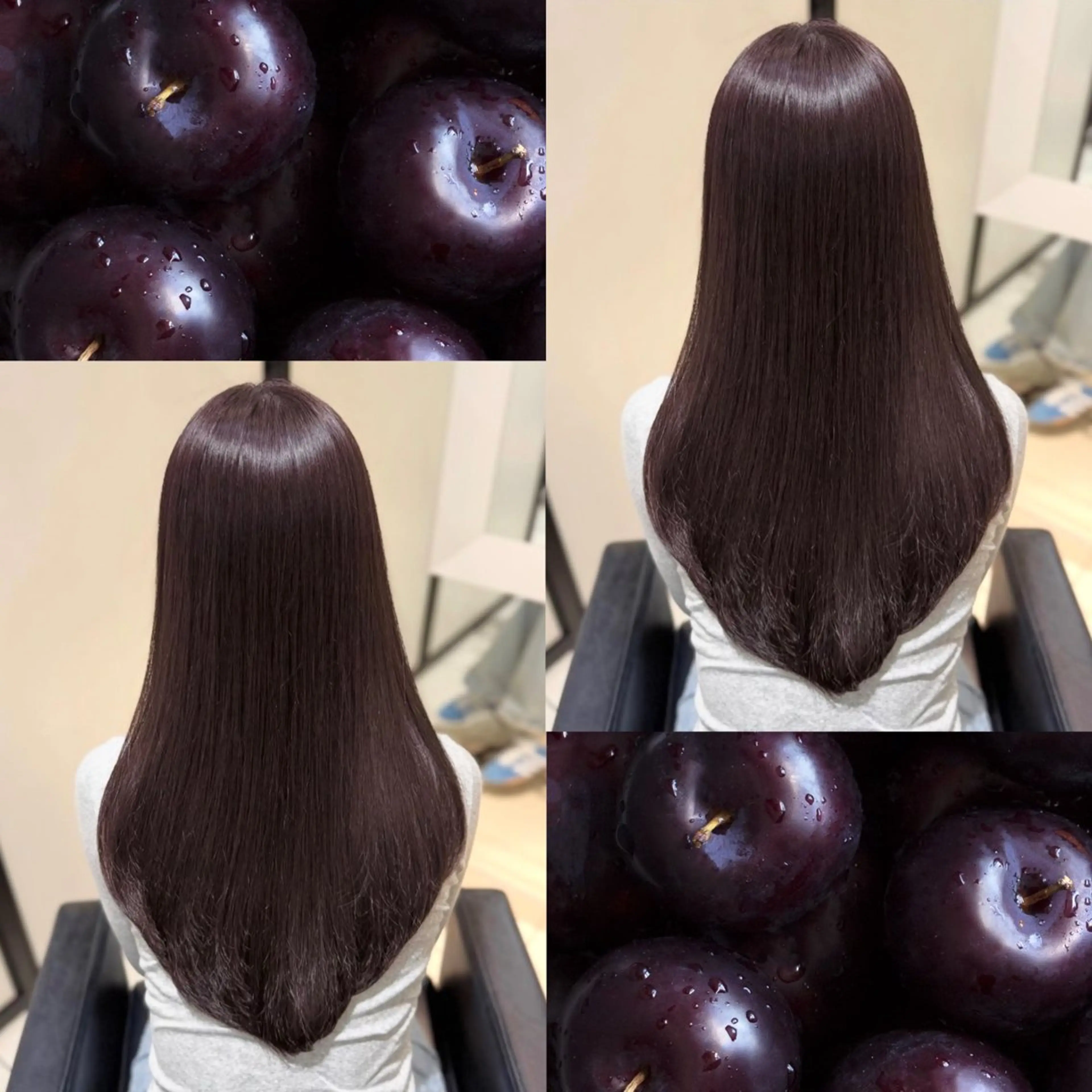 ロング カラー カシス ラベンダーカラー カット ヘアカラー トリートメント グレージュ/レイヤー /韓国ヘア/RISAのヘアスタイル