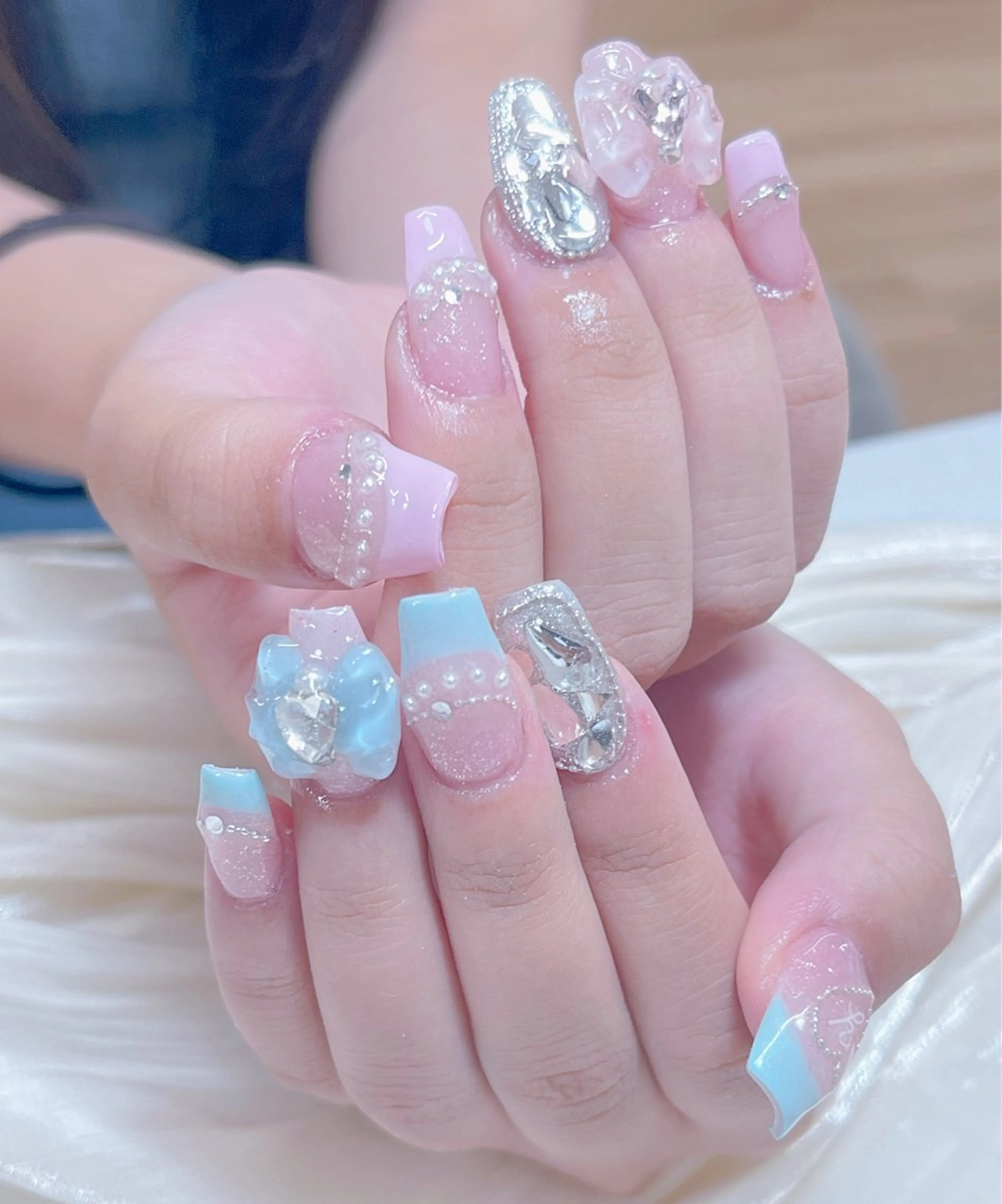 ネイル フットネイル 韓国ネイル 持ち込み リボン スカルプネイル candy nail 韓国風ワンホンネイルのネイルデザイン