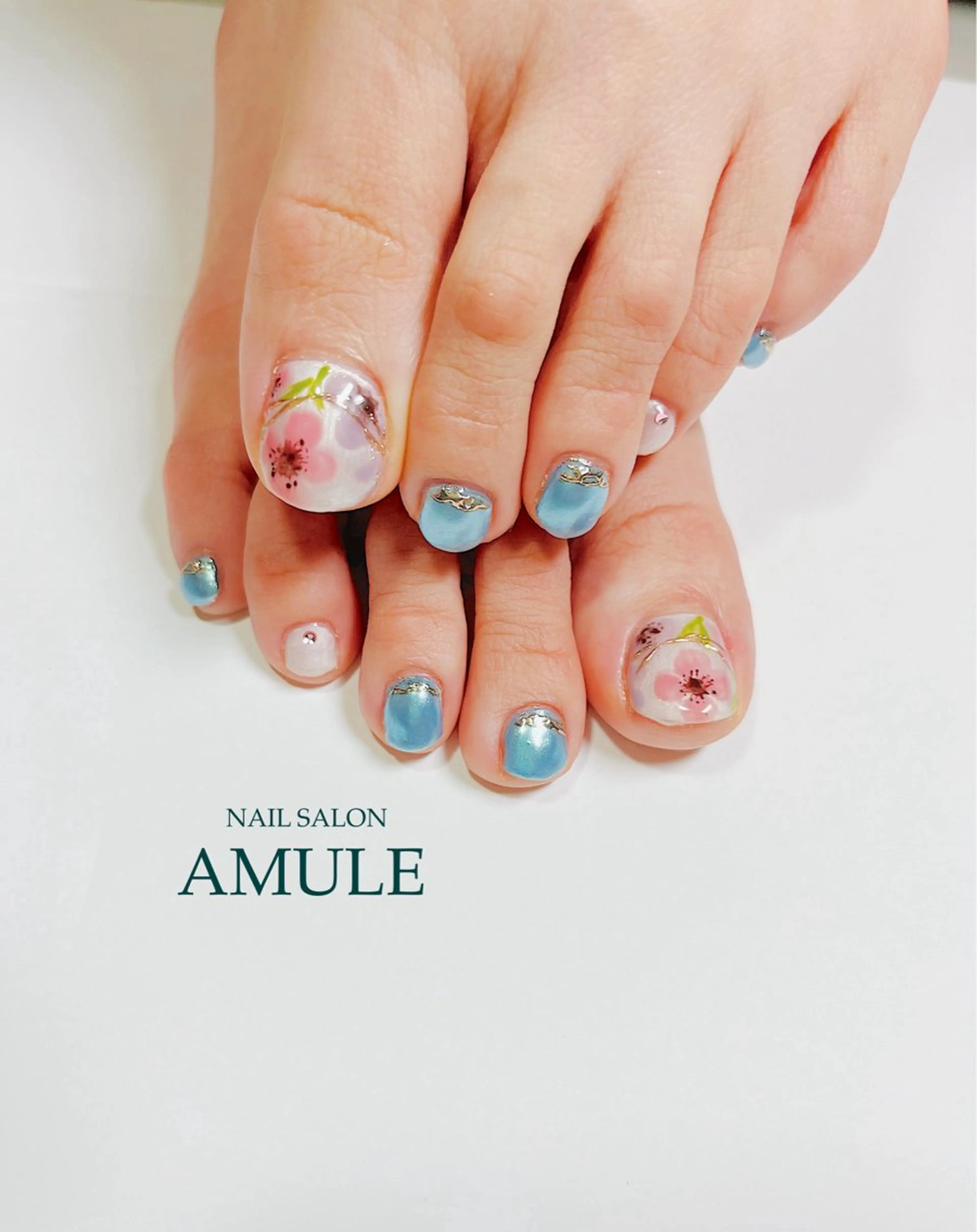 ネイル アートネイル ジェルネイル ミラーネイル ワンカラーネイル フットネイル NAILSALON AMULEのネイルデザイン